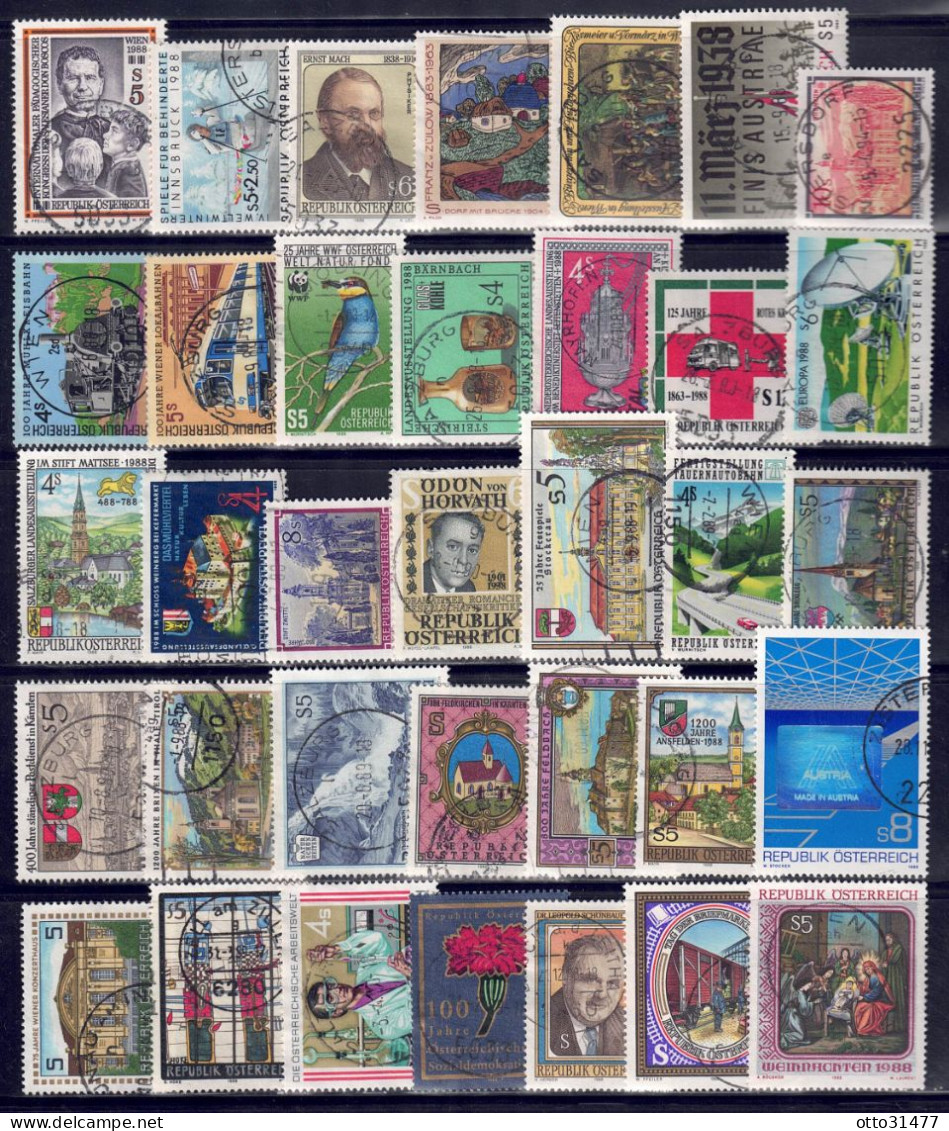 Österreich 1988 - Jahrgang Mit ANK-Nr. 1940 - 1974, MiNr. 1909 - 1943, Gestempelt / Used - Années Complètes