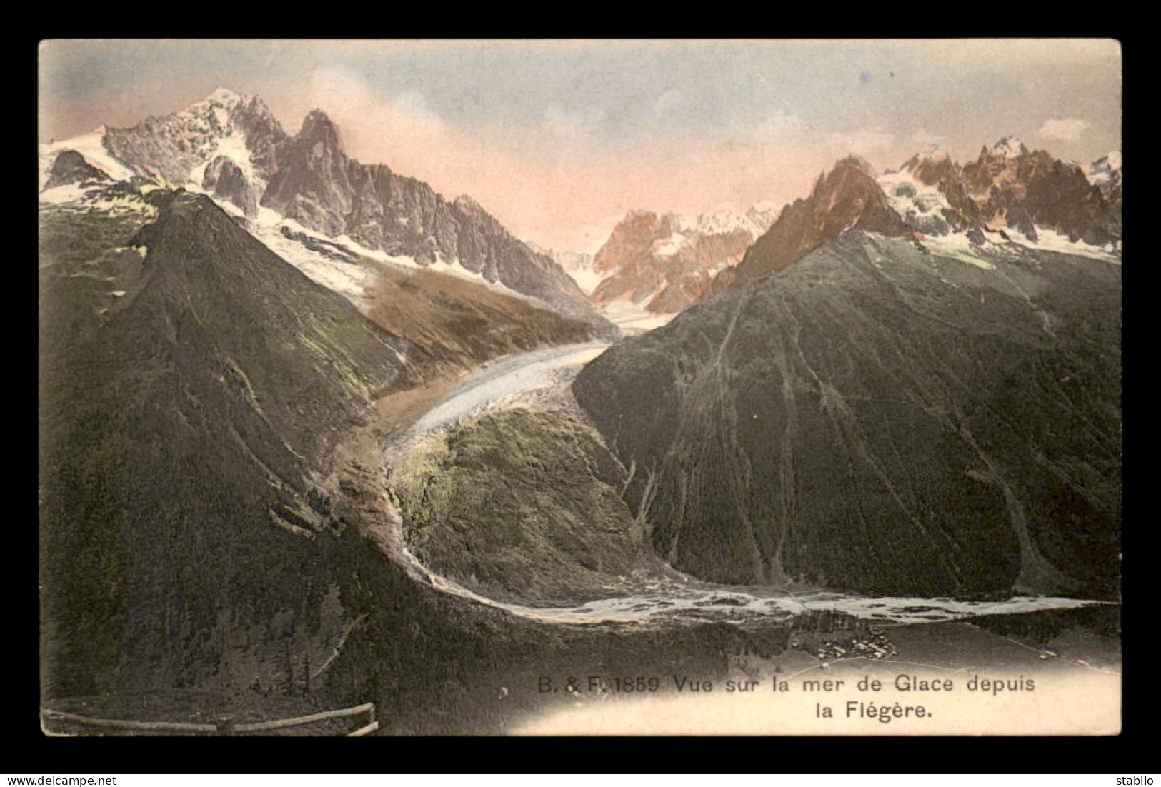 74 - LA MER DE GLACE VUE DE LA FLEGERE - CARTE COLORISEE - Autres & Non Classés