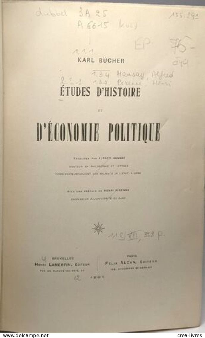 Études D'histoire Et D'économie Politique - Geschiedenis