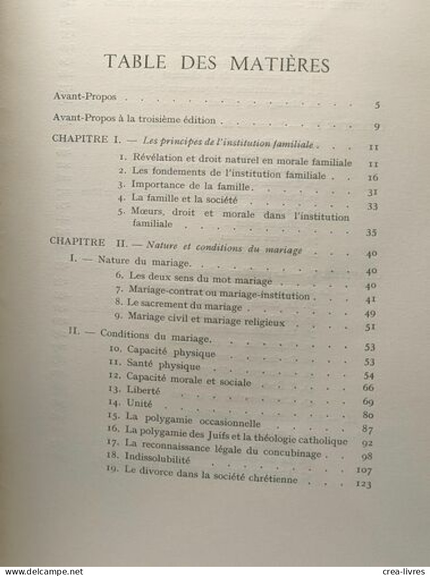 Leçons De Droit Naturel - TOME III: La Famille --- 3e éd. Revue Et Corrigée / études Morales Sociales Et Juridiques - Sonstige & Ohne Zuordnung