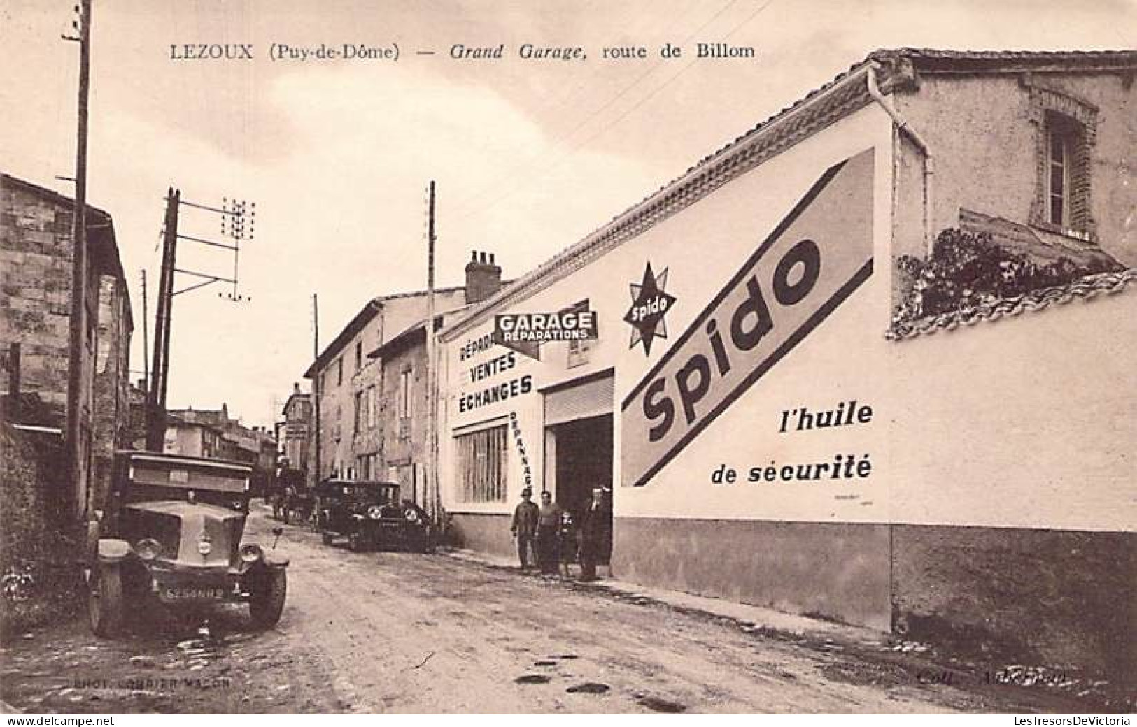 France - Lezoux - Grand Garage - Route De Billon - Spido - Animé - Automobile - Publicité - Carte Postale Ancienne - Lezoux