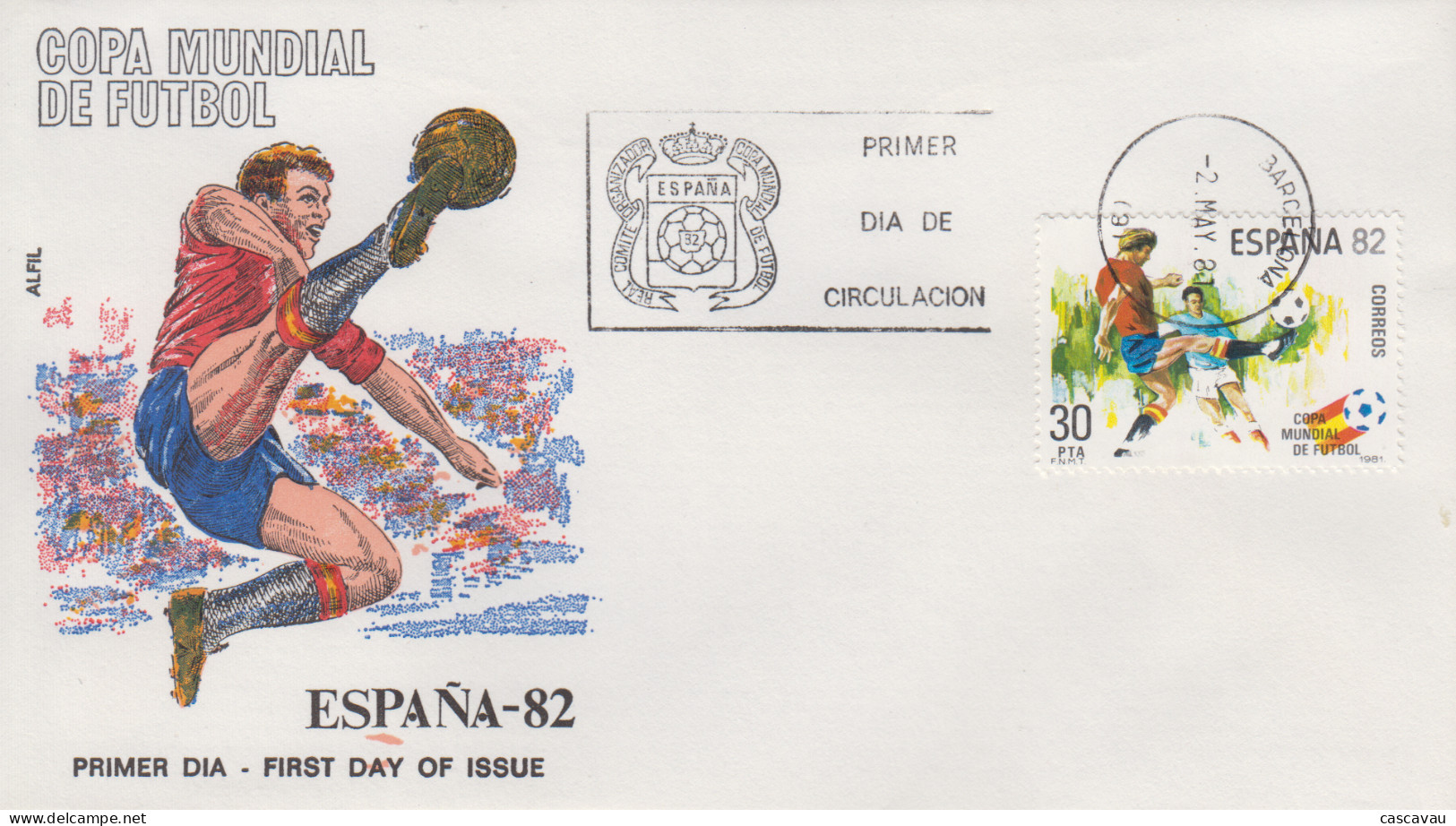 Enveloppe  FDC  1er  Jour   ESPAGNE    Coupe  Du   Monde  De  Football   ESPAGNE   BARCELONA   1982 - 1982 – Espagne