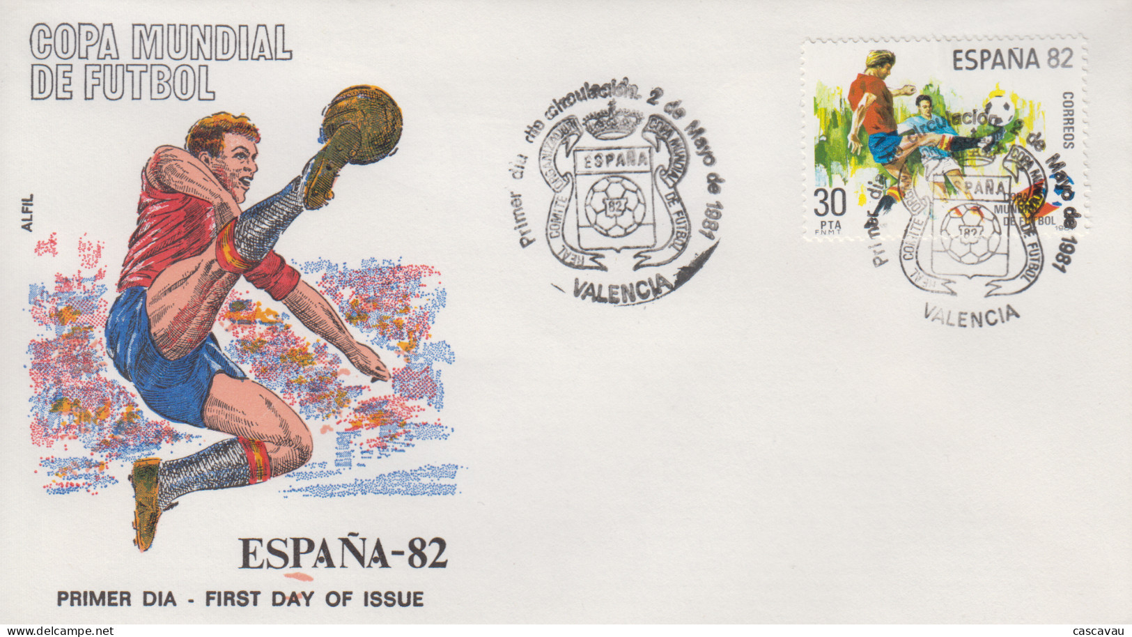 Enveloppe  FDC  1er  Jour   ESPAGNE    Coupe  Du   Monde  De  Football   ESPAGNE   VALENCIA   1982 - 1982 – Espagne