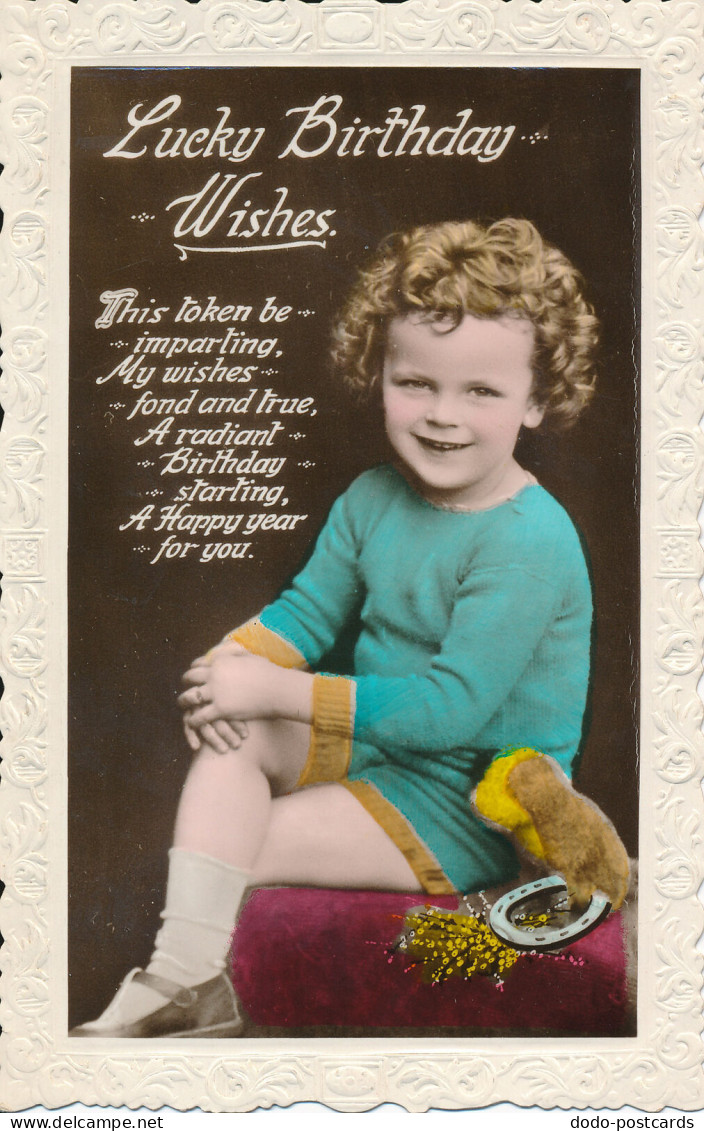 PC45620 Greeting Postcard. Lucky Birthday Wishes. A Girl. RP - Monde