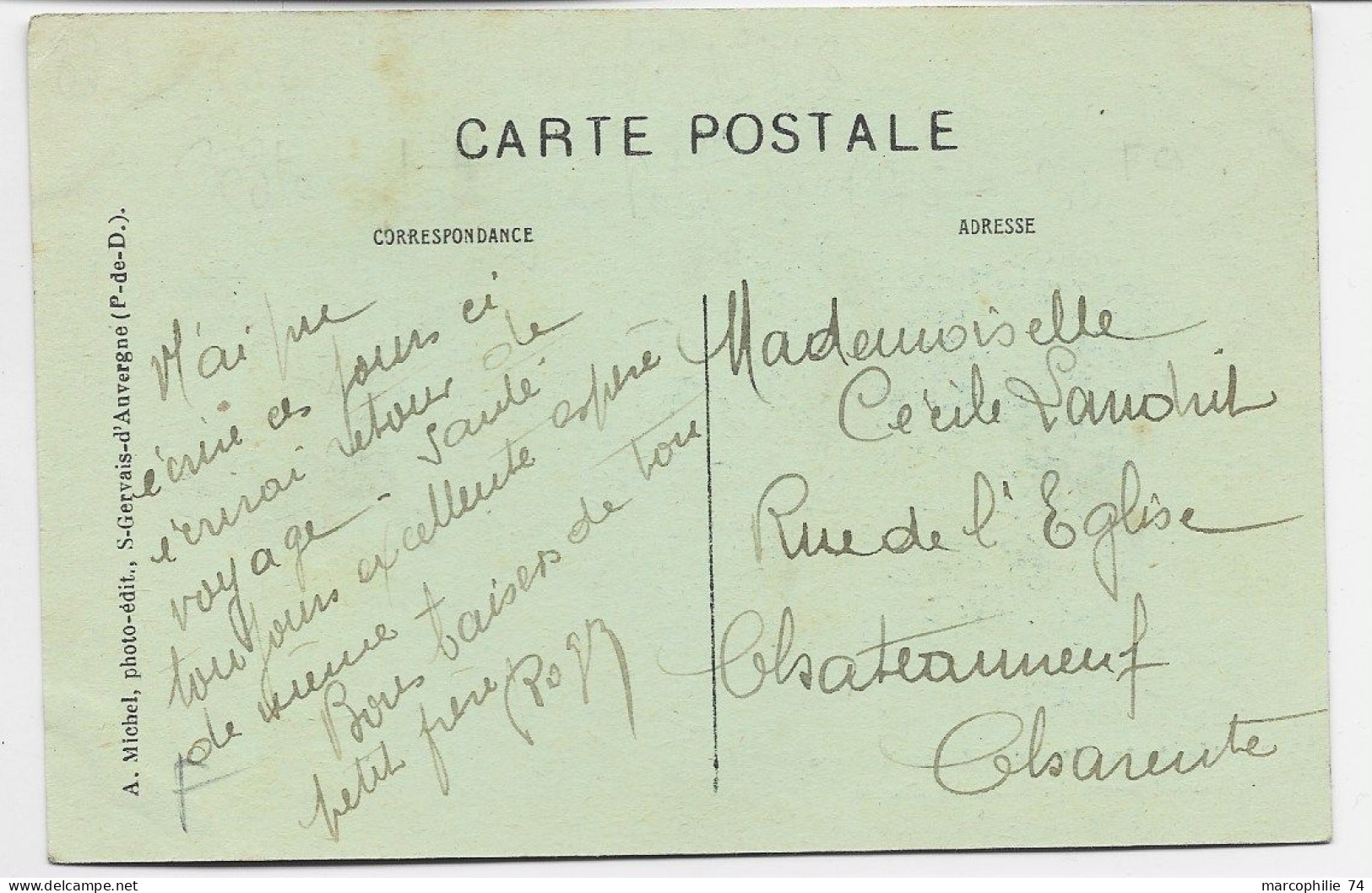 SEMEUSE 15C  AU RECTO CARTE VALLEE DE LA SIOULE AMBULANT BORDEAUX A LYO P.O. 13.10.18 C - Bahnpost