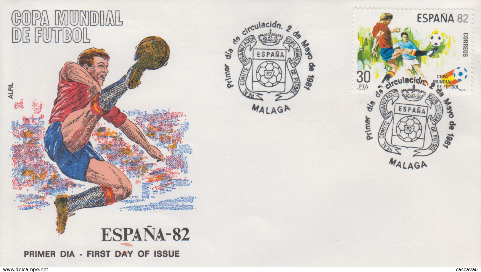 Enveloppe  FDC  1er  Jour   ESPAGNE    Coupe  Du   Monde  De  Football   ESPAGNE   MALAGA   1982 - 1982 – Espagne