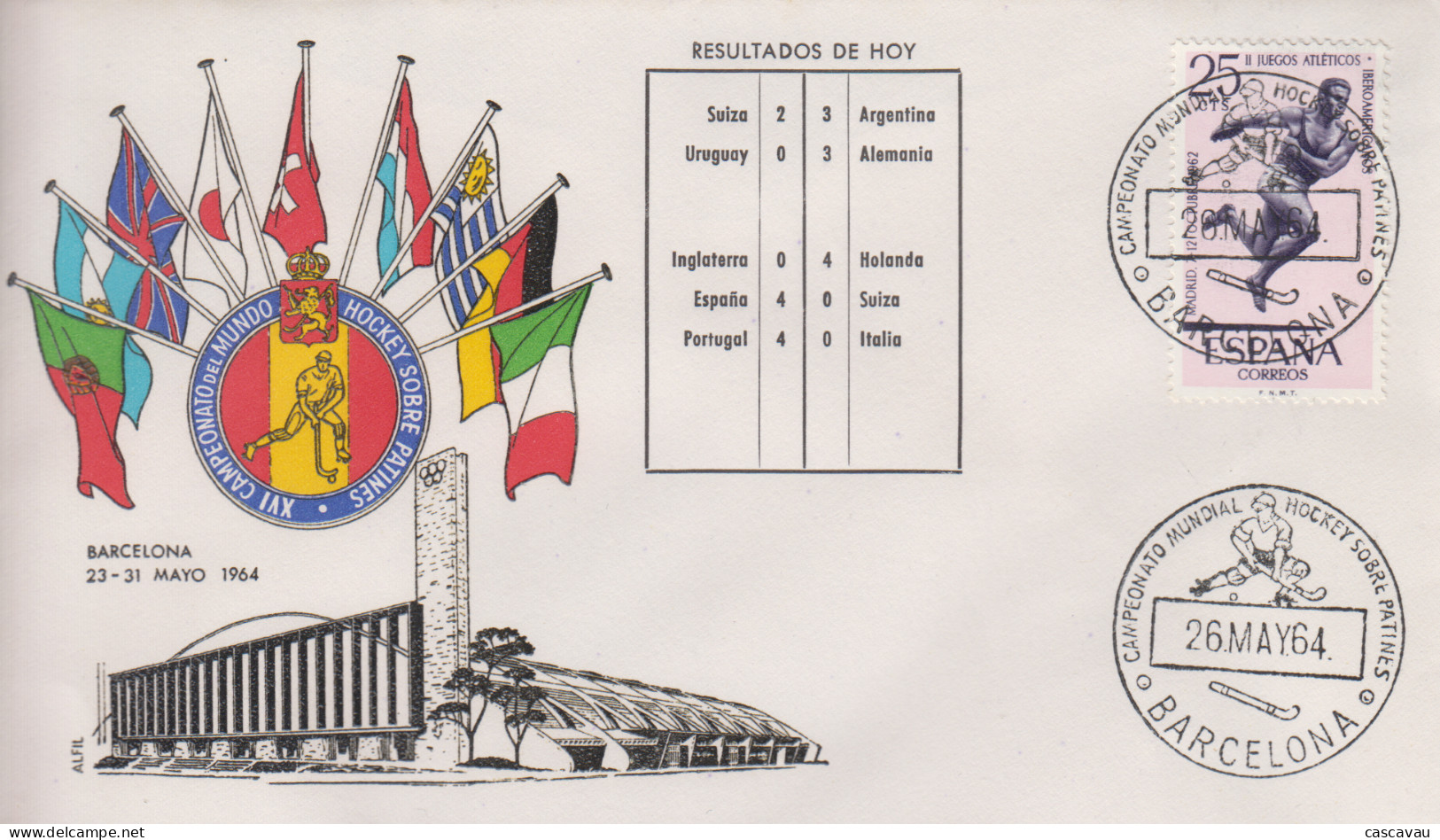 Enveloppe    ESPAGNE   Championnat  Du   Monde   De   HOCKEY  SUR  GAZON    1964 - Hockey (Field)