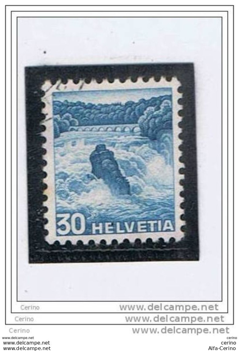 SVIZZERA:  1948  CASCATE  -  30 C. BLU  VERDE  US. -  YV/TELL. 465 - Gebraucht