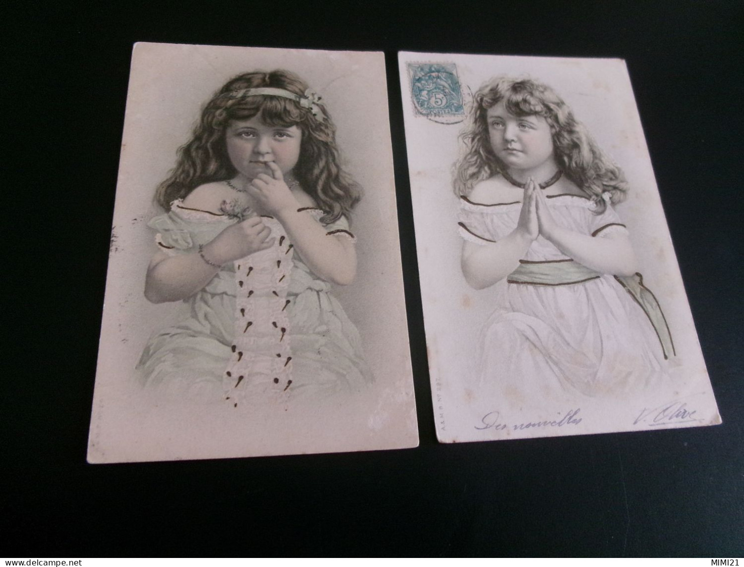 LOT DE 2 ILLUSTRATIONS BELLE PETITE FILLE (1 Avec 1 Pliure) - Non Classés