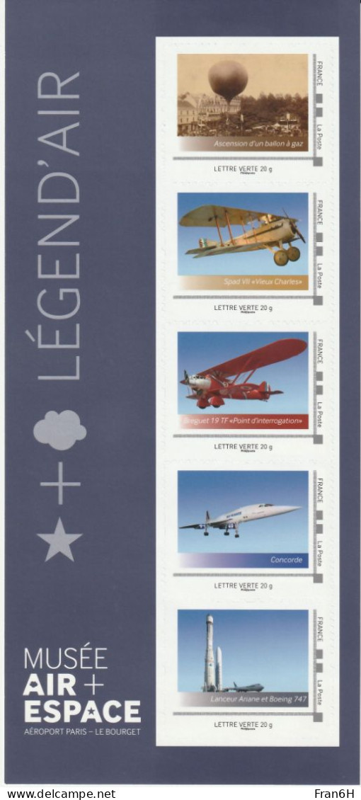 Musée Air + Espace - Legend'Air - Neuf - 5 Timbres VP - Autoadhesif - Autocollant - Collector - Collectors