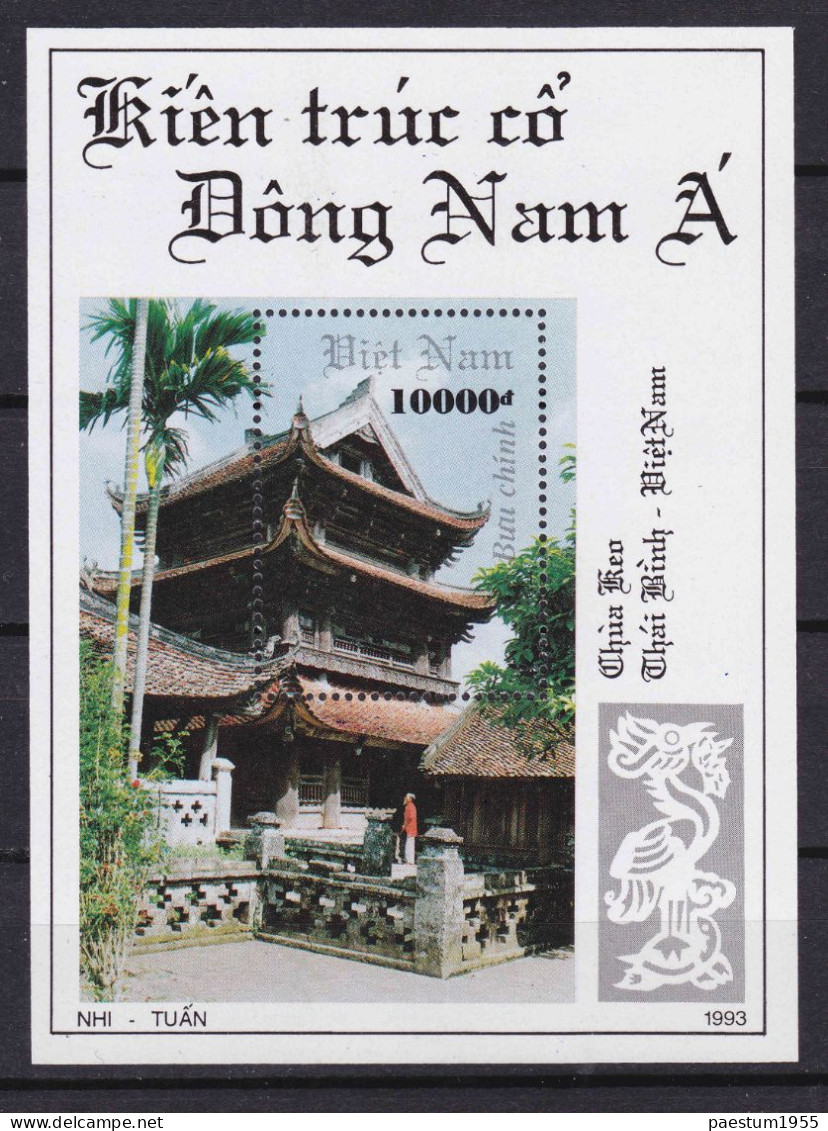 Feuillet Neuf** MNH 1993 Viêt-Nam Vietnam Architecture Ancienne Temple De Thai Binh Mi:VN BL103 Yt:VN BF79, - Viêt-Nam
