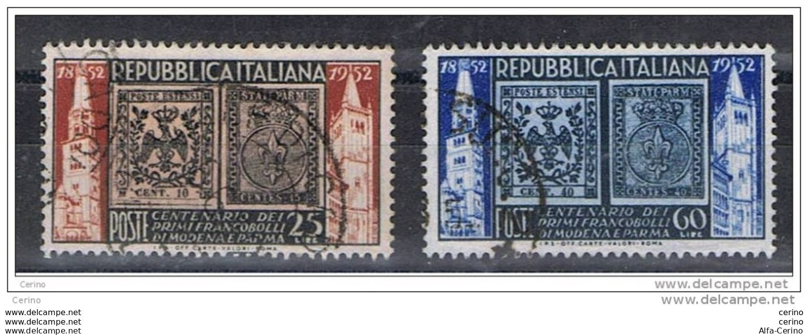 REPUBBLICA:  1952  MODENA & PARMA  -  S. CPL. 2  VAL. US. -  SASS. 689/90 - 1946-60: Oblitérés