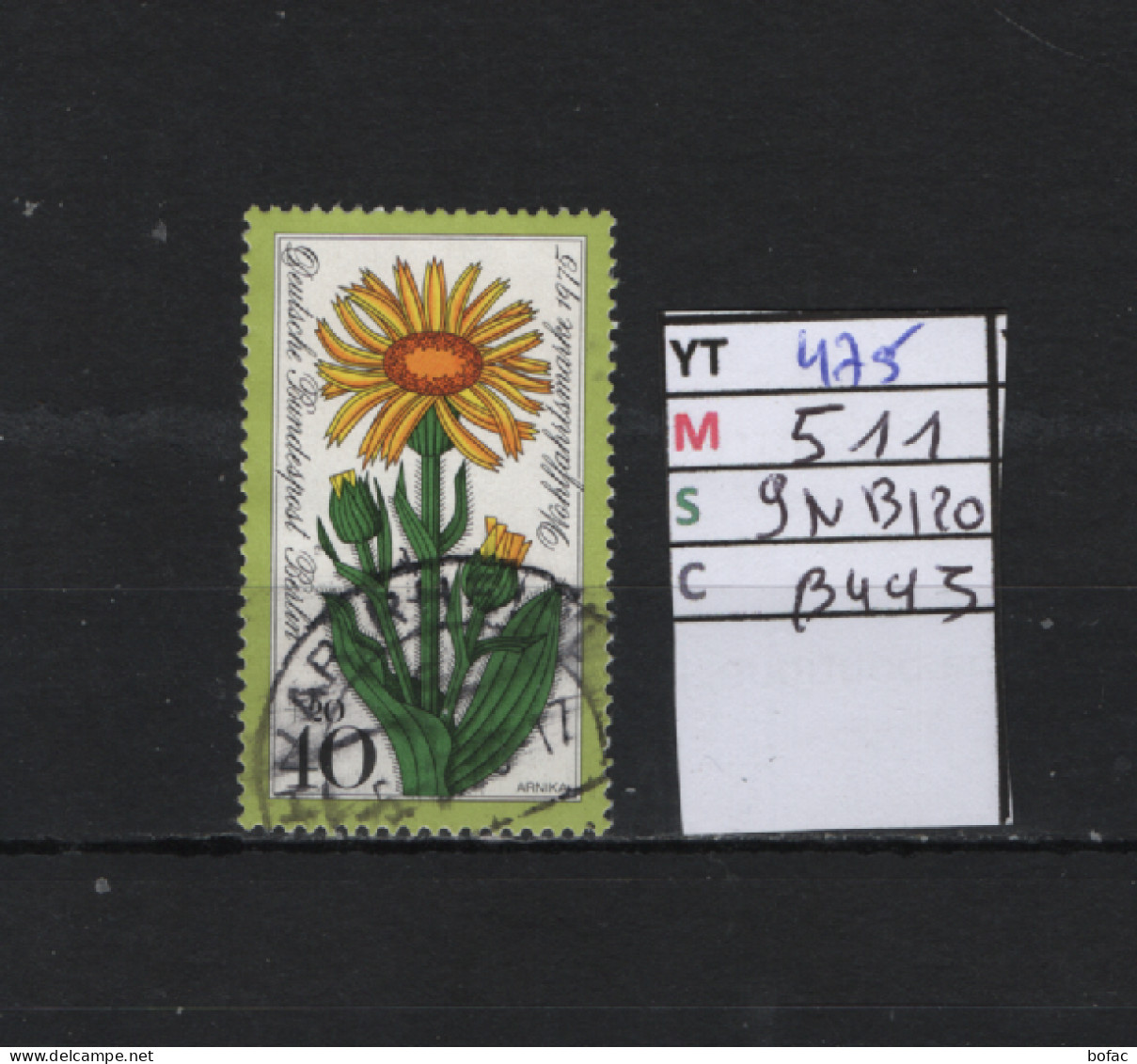 P. FIXE Obl 475 YT 511 MIC 9NB120 SCO B495 GIB Arnica Fleur 1975  *Berlin* 75/03 - Used Stamps