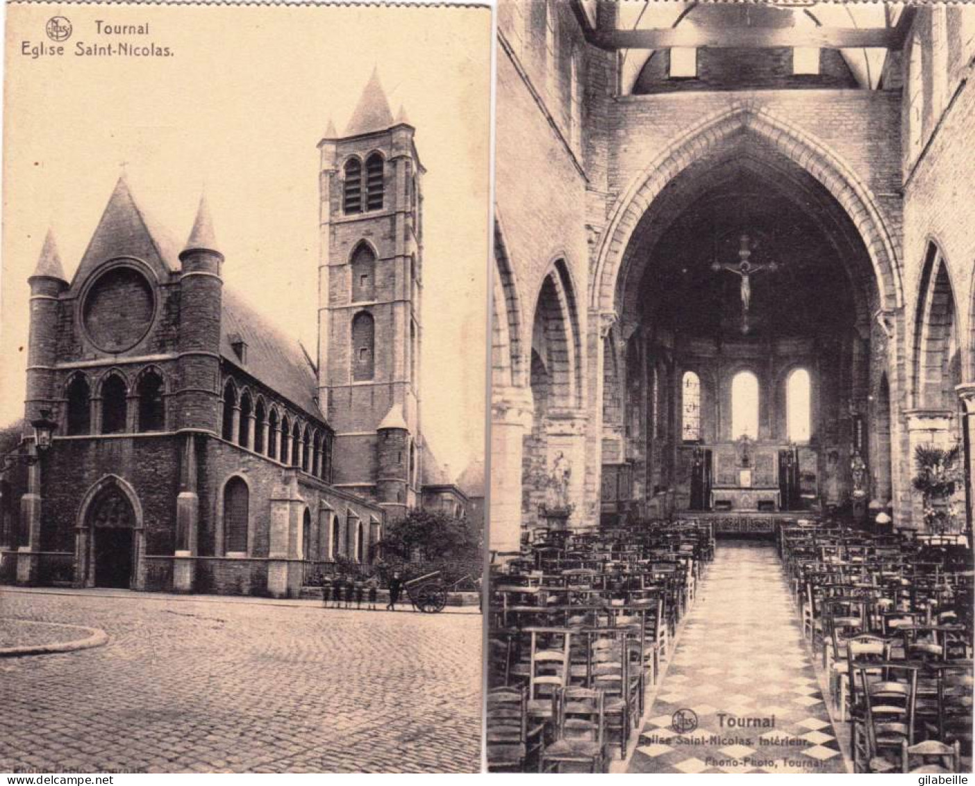 TOURNAI - Lot 2 Cartes -  Eglise Saint Nicolas - Interieur Et Exterieur - Tournai
