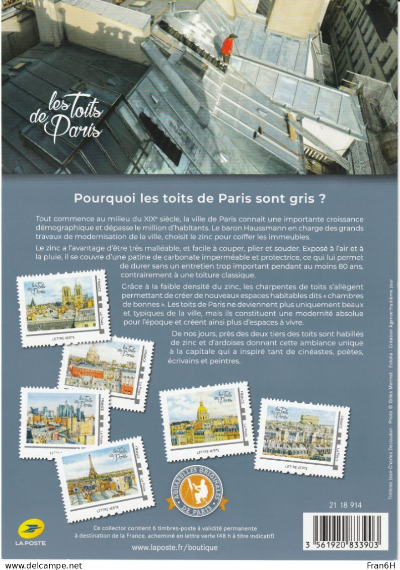 Les Toits De Paris - Neuf - 6 Timbres VP - Autoadhesif - Autocollant - Collector - Collectors