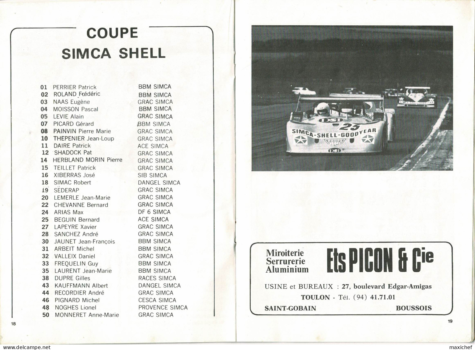 Circuit Paul Ricard 1000 KM - Programme 13-14-15 Aout 1974 + dépliant 2 volets + Billet "Enceinte générale, 14 aout 74"