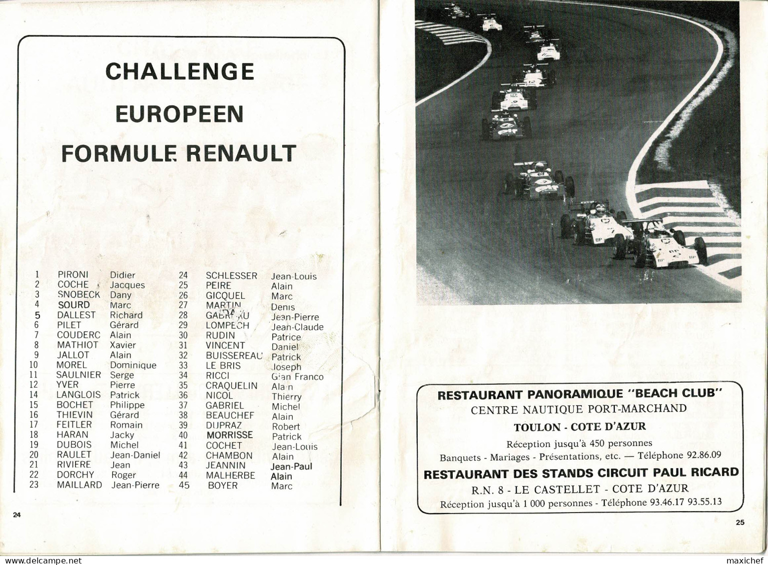 Circuit Paul Ricard 1000 KM - Programme 13-14-15 Aout 1974 + dépliant 2 volets + Billet "Enceinte générale, 14 aout 74"