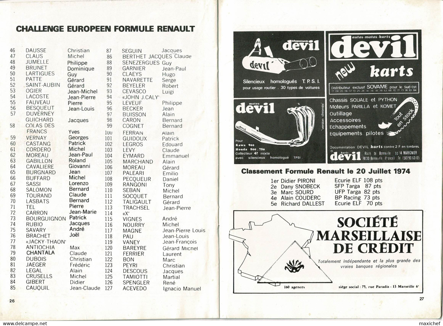 Circuit Paul Ricard 1000 KM - Programme 13-14-15 Aout 1974 + dépliant 2 volets + Billet "Enceinte générale, 14 aout 74"