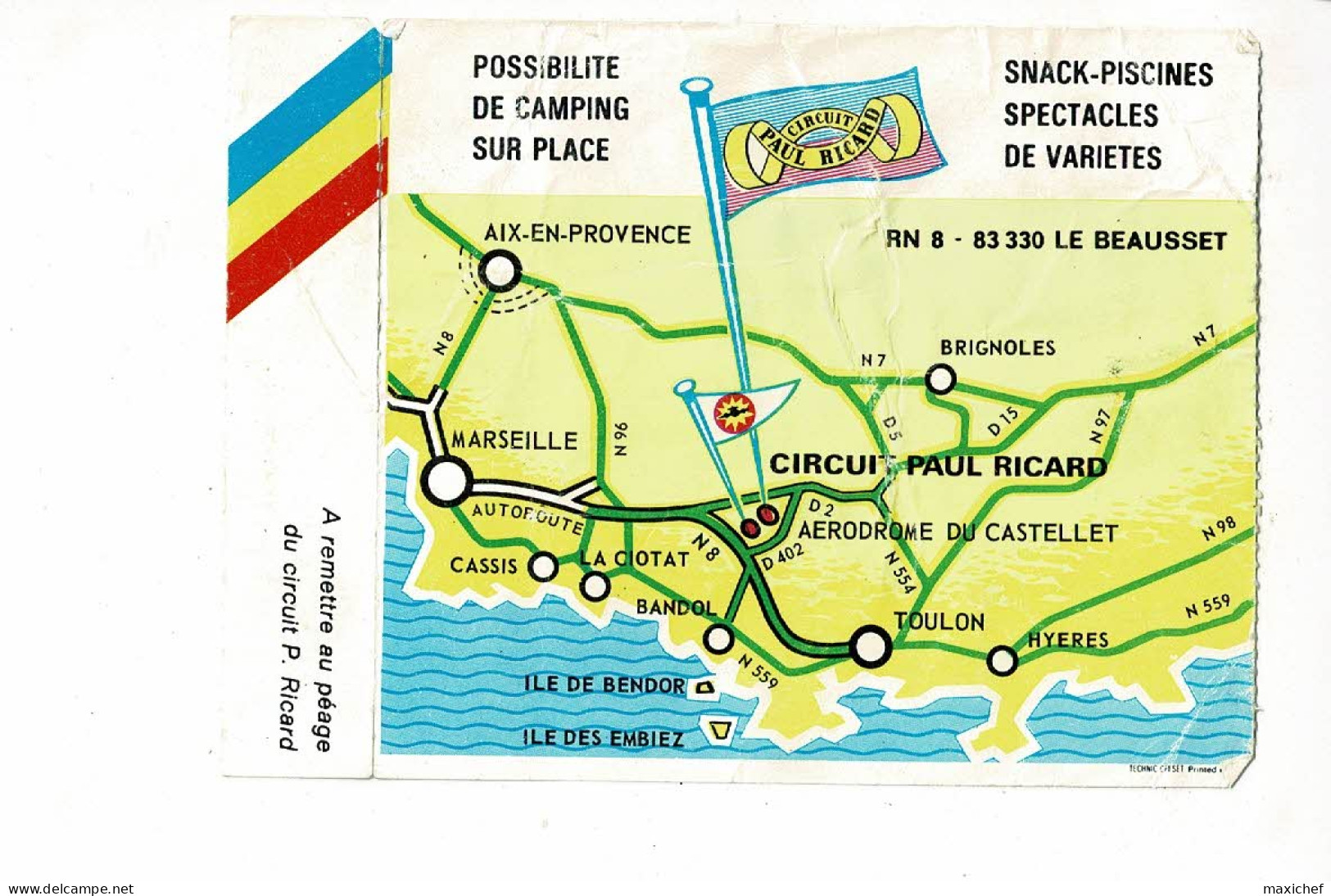 Circuit Paul Ricard 1000 KM - Programme 13-14-15 Aout 1974 + dépliant 2 volets + Billet "Enceinte générale, 14 aout 74"