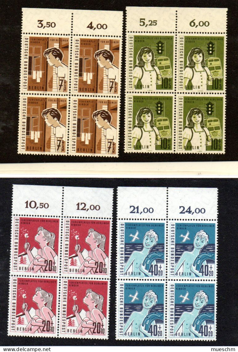Deutschland/Berlin, 1960, Satz Hilfswerk Berlin 7-40Pfg. In Postfrischen 4er Blocks, MiNr.193-196 (19489E) - Unused Stamps