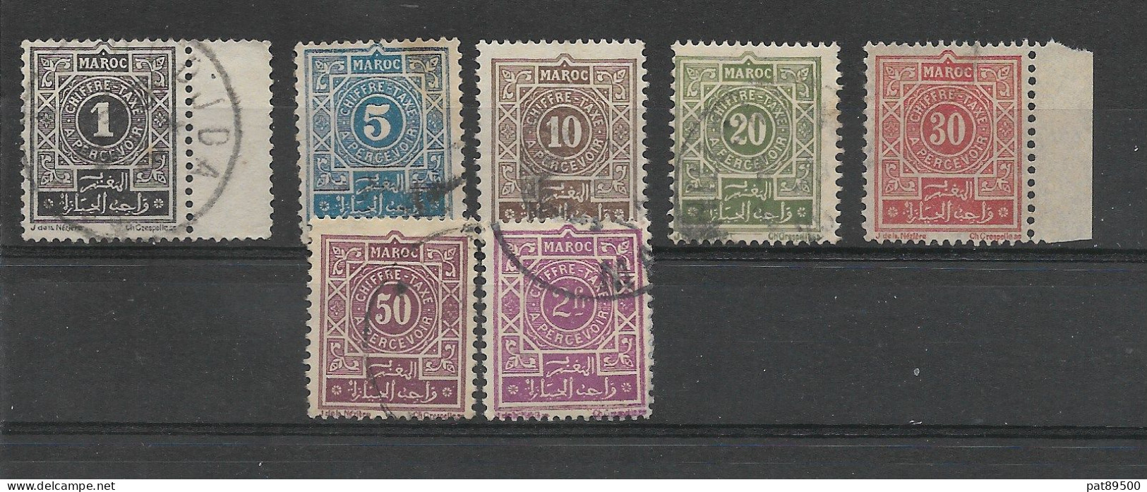 MAROC Lot De 7 Timbres TAXE Oblitérés Différents - Timbres-taxe