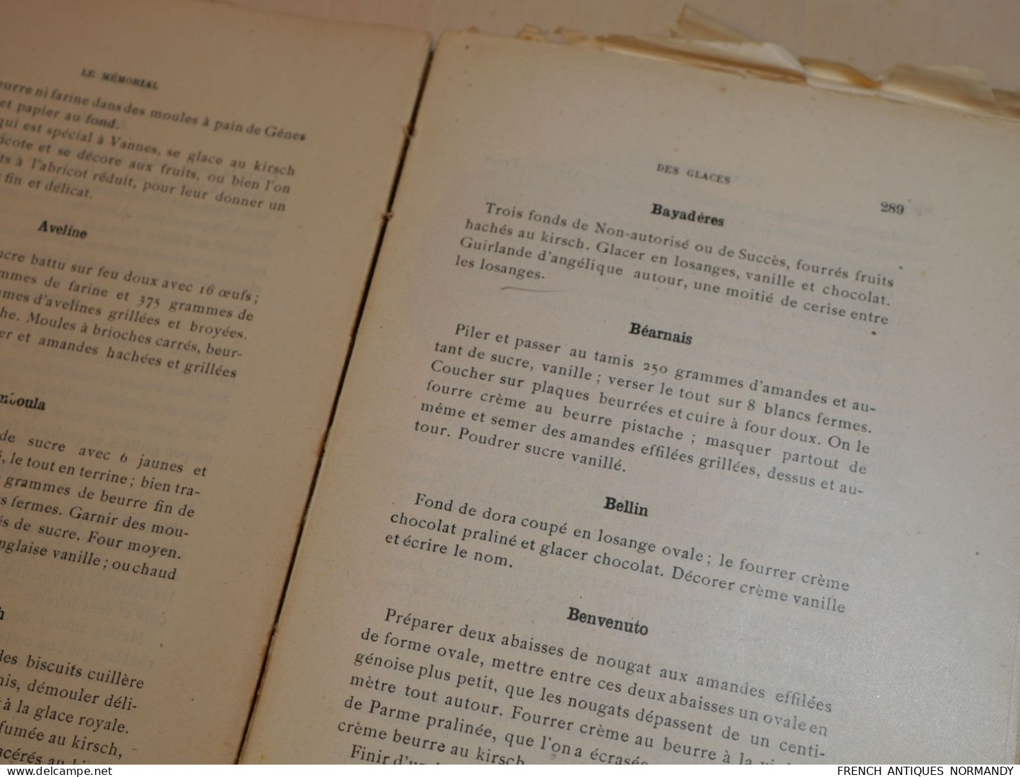 RARE livre Le Mémorial des glaces et entremets de cuisine et pâtisserie LACAM (Pierre) Edité par Paris, chez Lacam, 1922