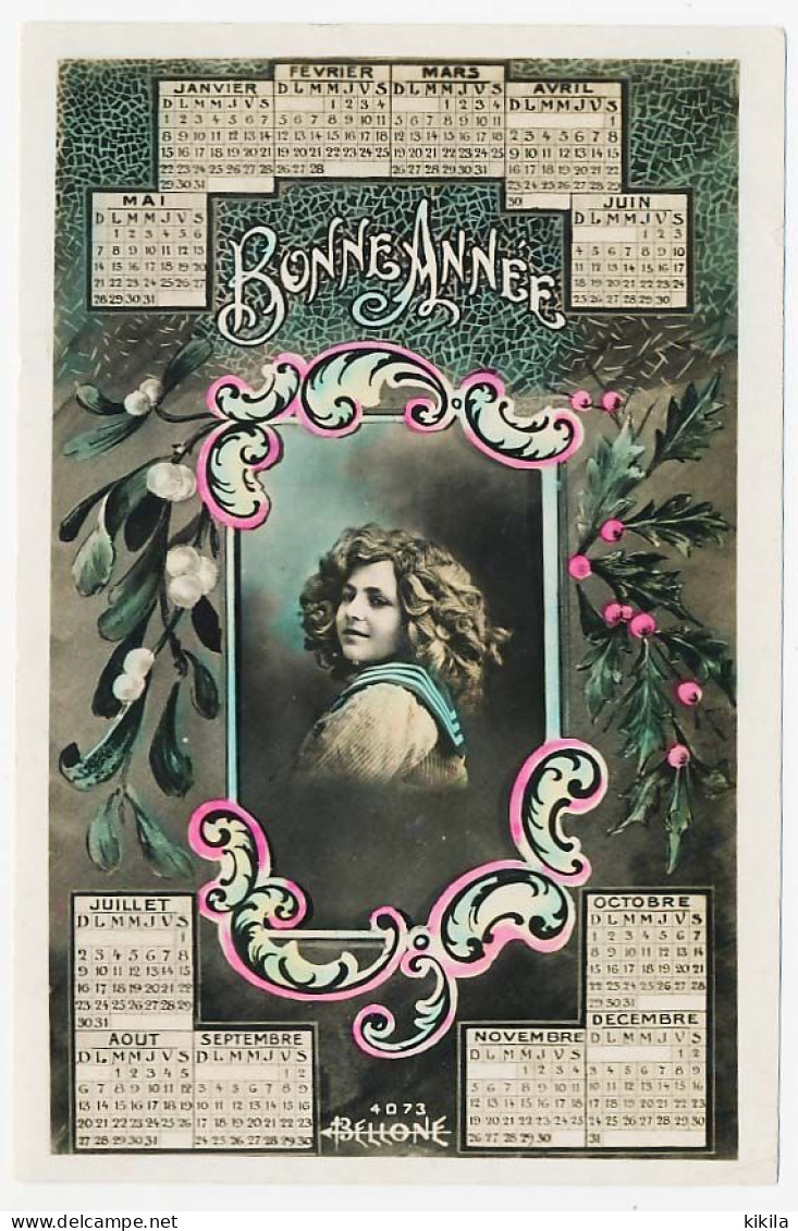 CPA  Calendrier 1911 (14) Jeune Fille   Gui  Houx  Bonne Année - Nouvel An