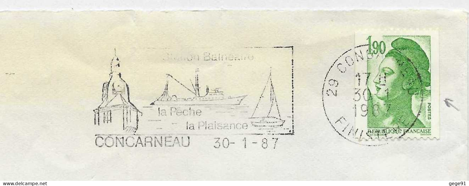 YT 2426 - Roulette Liberté - Secap De Concarneau - Pêche - Enveloppe Entière - Coil Stamps