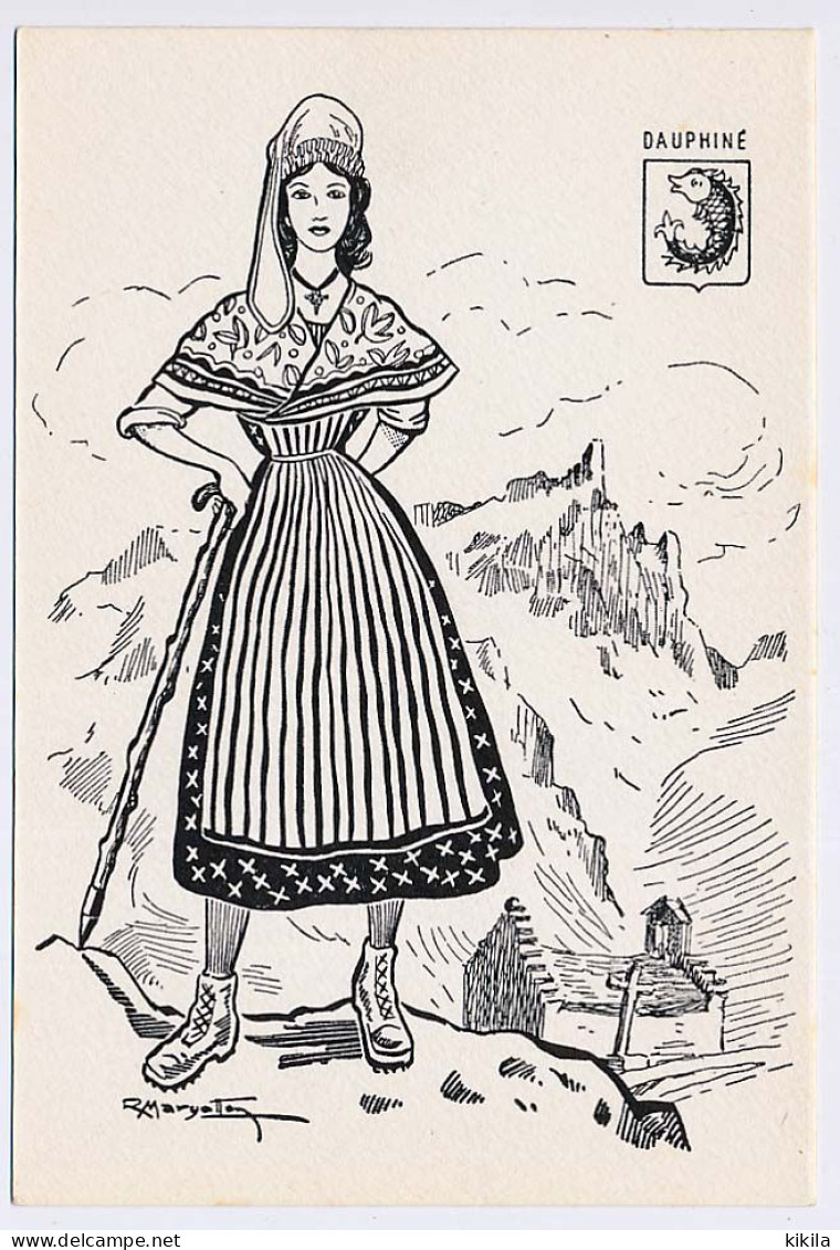CPSM 10.5 X 15 Costume Folklorique DAUPHINE Femme Illustrateur Margotton - Other & Unclassified