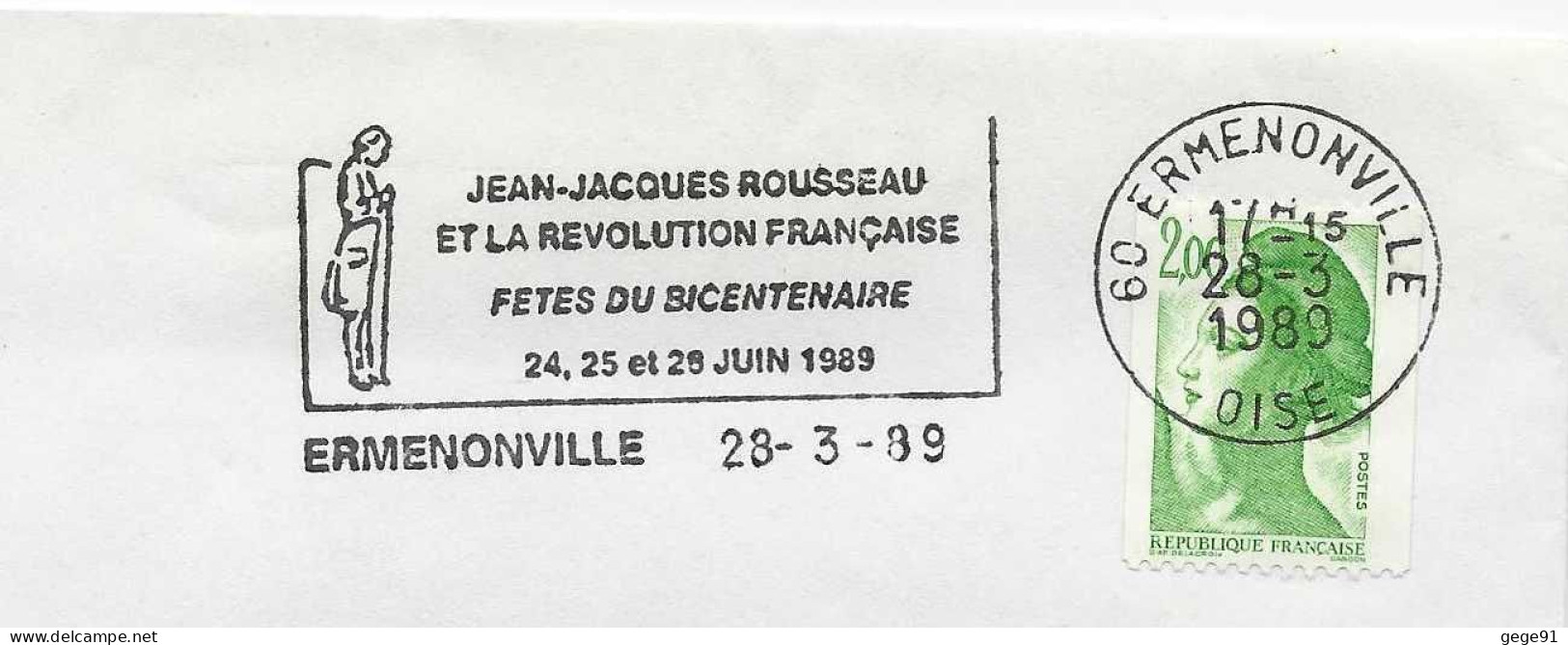 Secap D'Ermenonville - Jean Jacques Rousseau Et La Révolution Française - Enveloppe Entière - Scrittori
