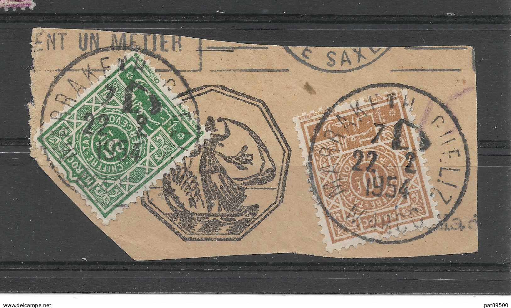 MAROC Lot De 2 Imbres TAXE De 5 Frs Et 10 Frs Oblitérés Sur FRAGMENT Avec Beau Tampon  ( Liquidation)  >> Faire Offre !! - Timbres-taxe