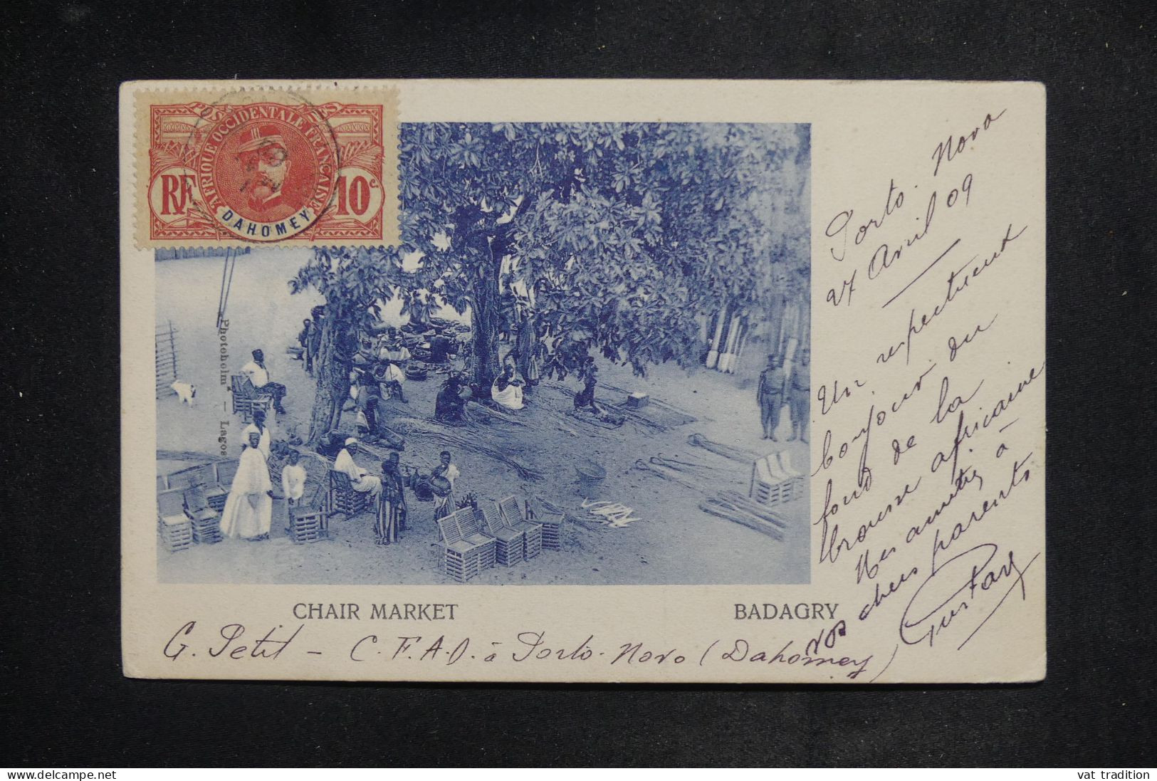 DAHOMEY - Affranchissement De Porto Novo Sur Carte Postale (Samba ) En 1909 Pour Libreville  - L 150948 - Lettres & Documents