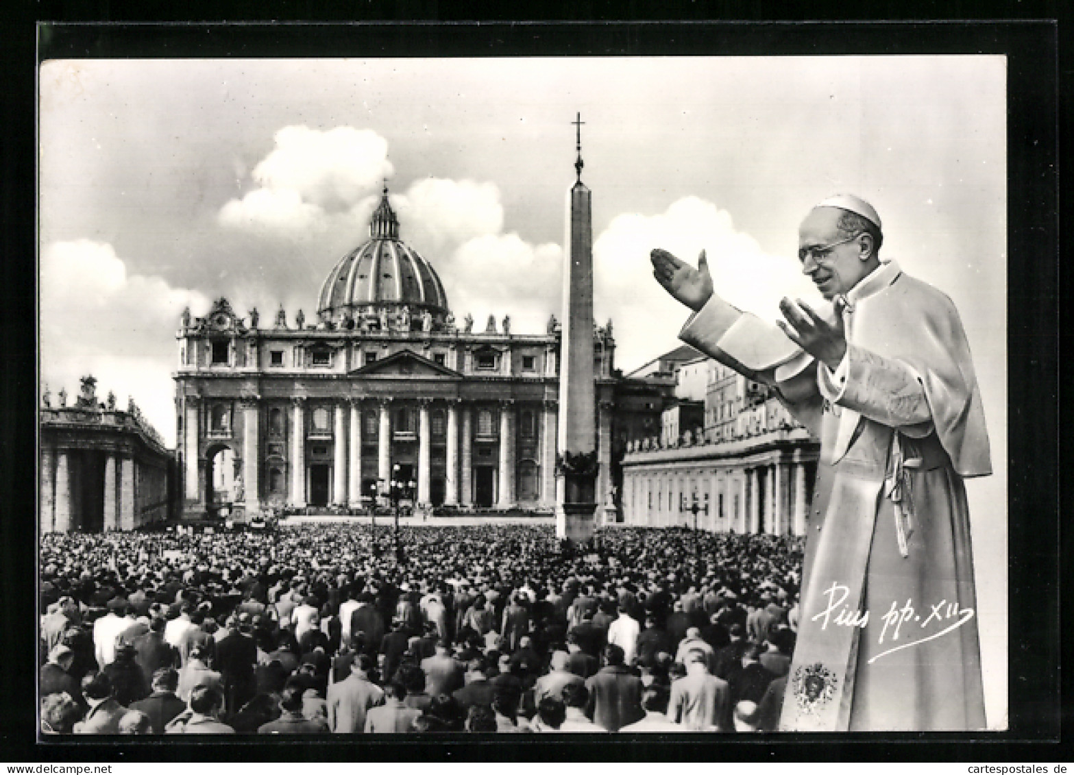 AK Roma, Papst Pius XII. Am St. Peters Platz  - Pausen