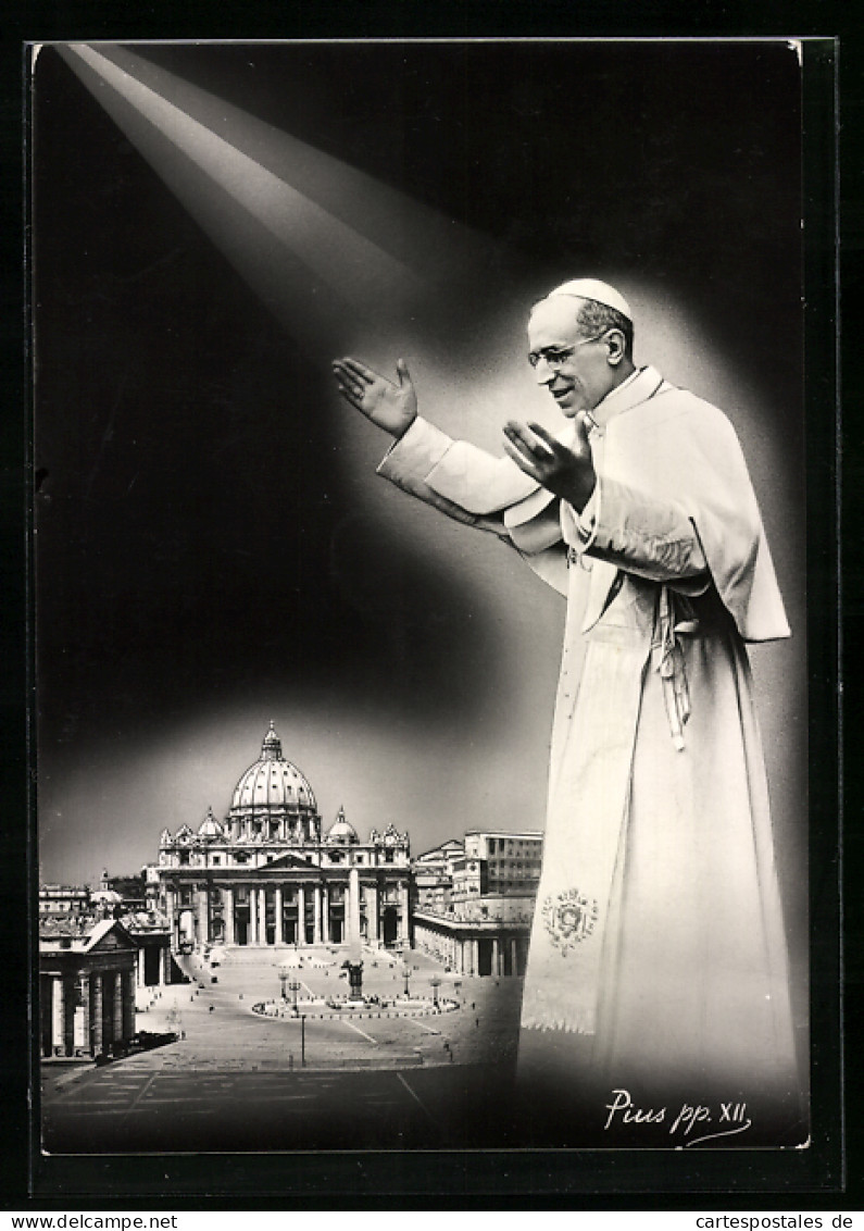 AK Papst Pius XII. Mit Petersplatz  - Popes