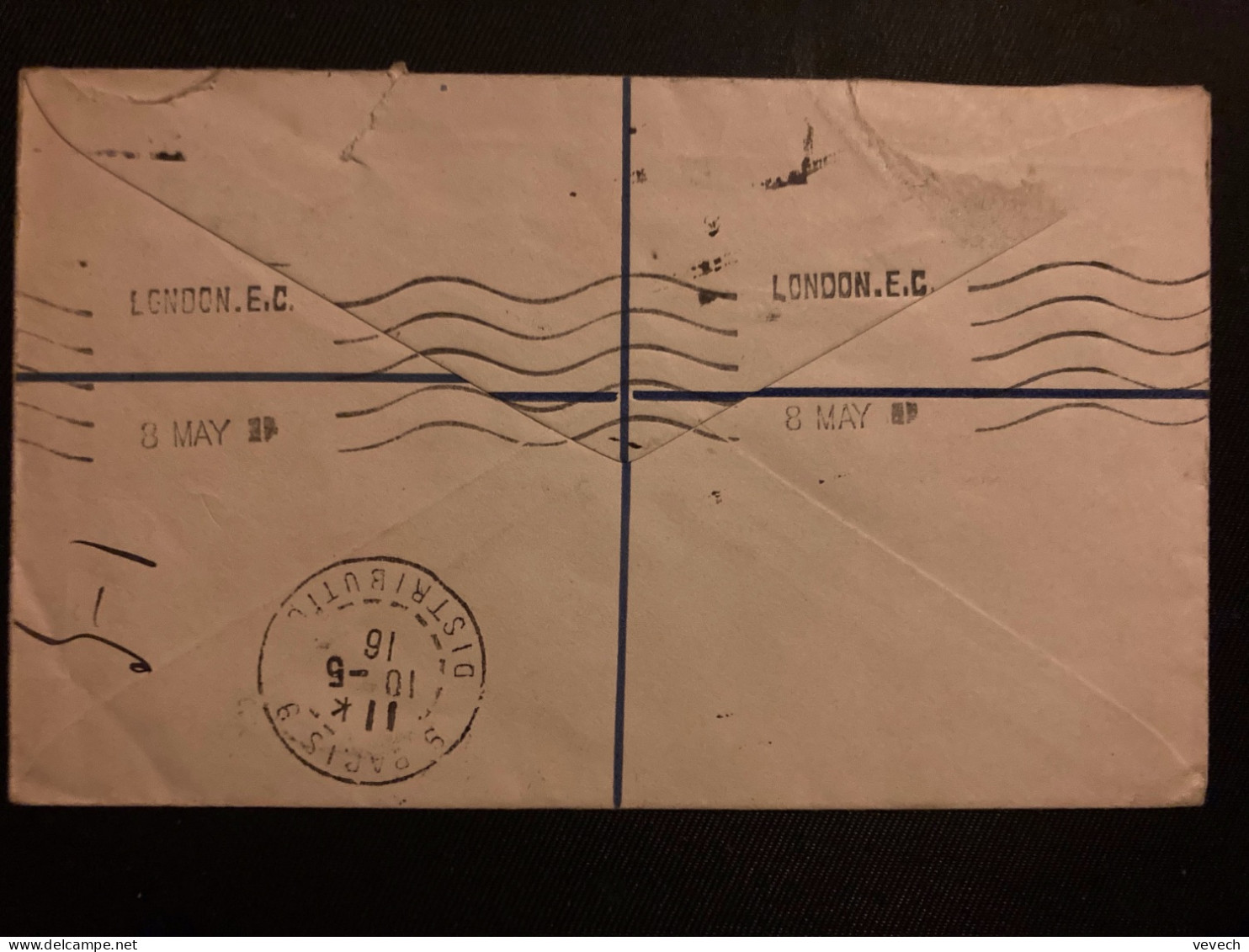 LR TRANSVAAL GOLD MINING EP HALF PENNY + FOUR PENCE OBL.MEC.8 MAY 16 LONDON F.S. Pour FRANCE OBL. PARIS 9 DISTRIBUTION - Lettres & Documents