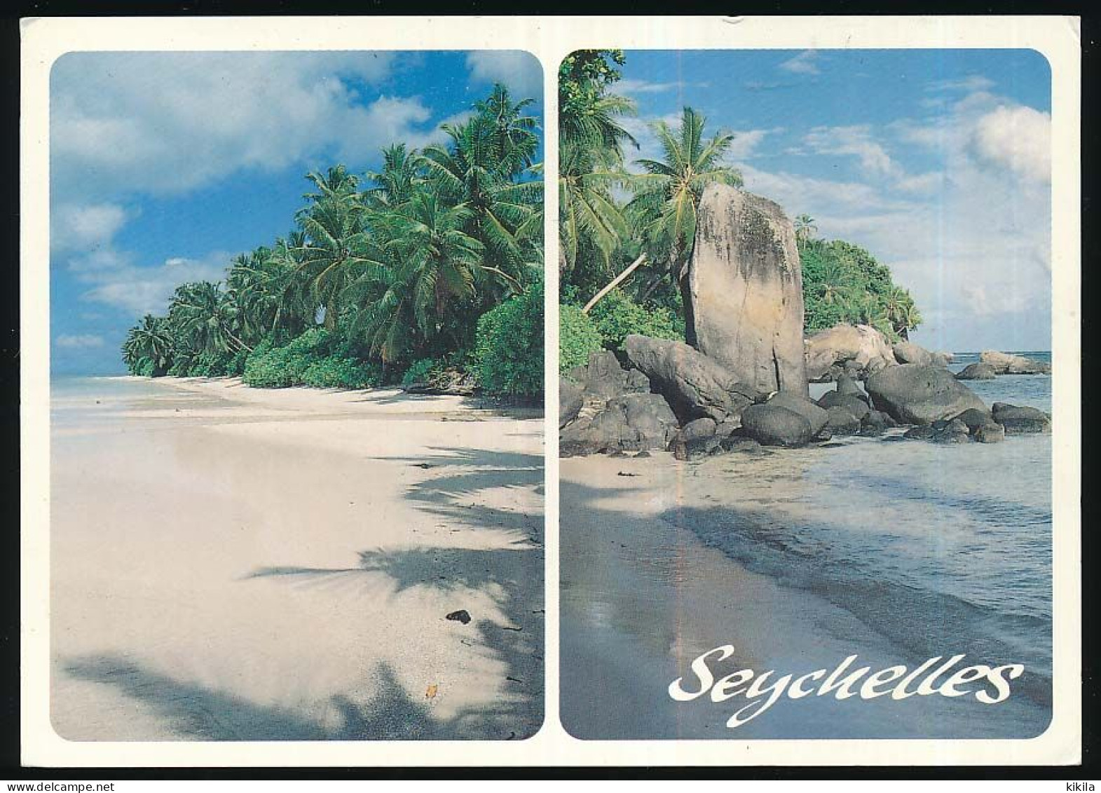 CPSM / CPM 10.5 X 15 SEYCHELLES (3)  Palmier Plage Mer Rochers Menhir (?) - Seychelles