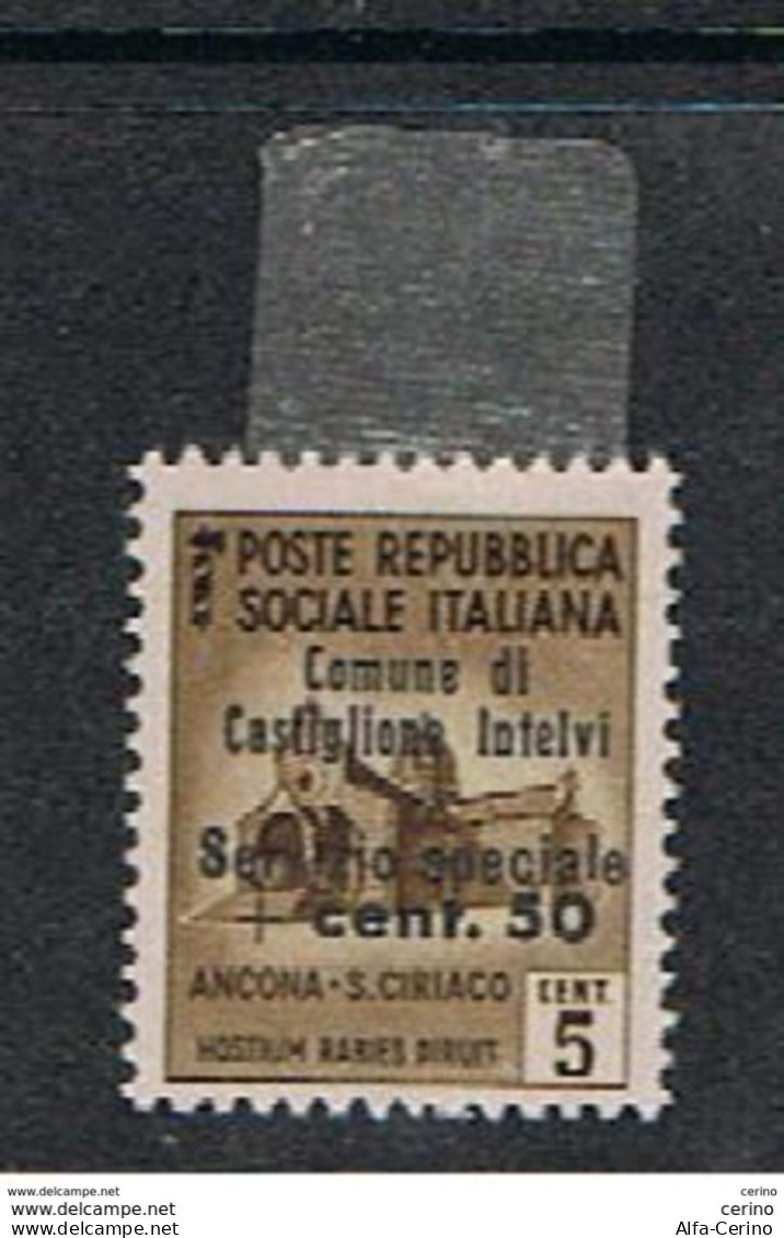 CASTIGLIONE  D' INTELVI:  1945  MONUMENTI  DISTRUTTI  -  50 C. /5 C. BRUNO  CHIARO  L. -  TIMBRETTO  SCOTTO  -  SASS. 1 - Emissions Locales/autonomes