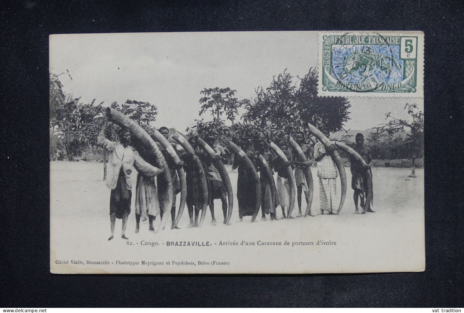 CONGO - Affranchissement Panthère De Brazzaville  Sur Carte Postale (Trafic D'Ivoire) En 1909 - L 150950 - Lettres & Documents