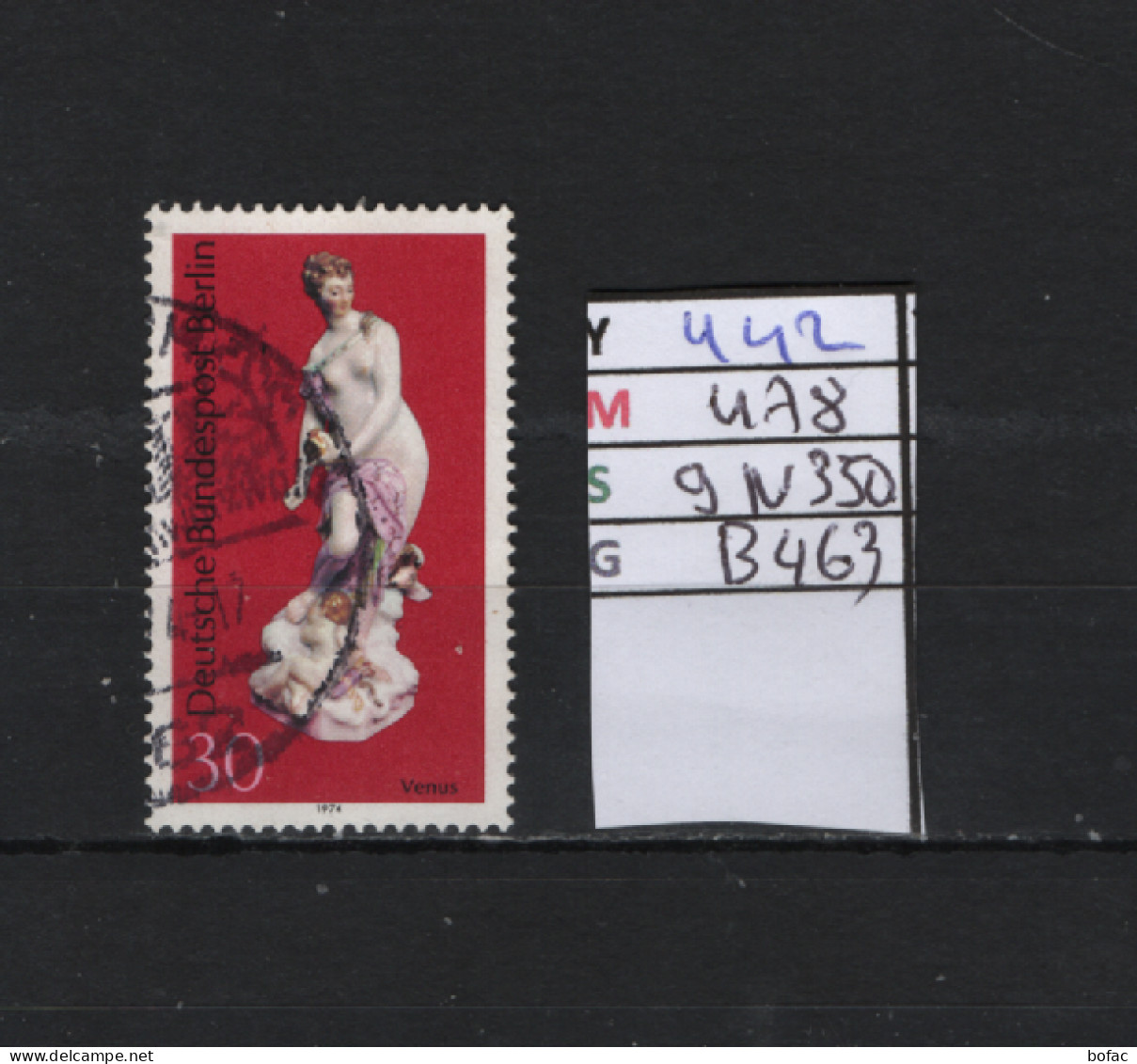 P. FIXE Obl 442 YT478 MIC 9N350 SCO B463 GIB Vénus Porcelaine De Berlin 1974 *Berlin* 75/03 - Oblitérés