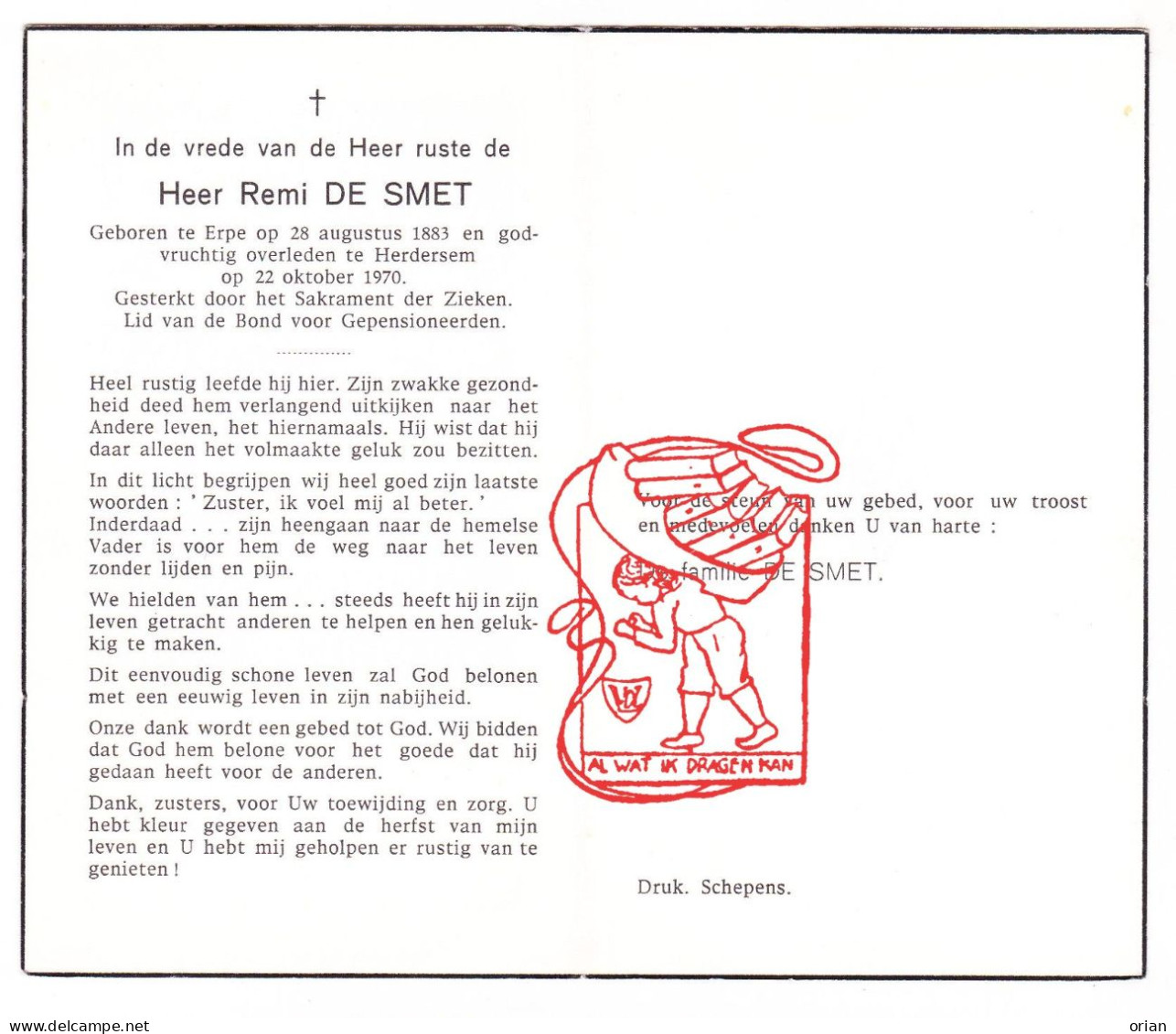 DP Remi De Smet ° Erpe Erpe-Mere 1883 † Herdersem Aalst 1970 - Andachtsbilder