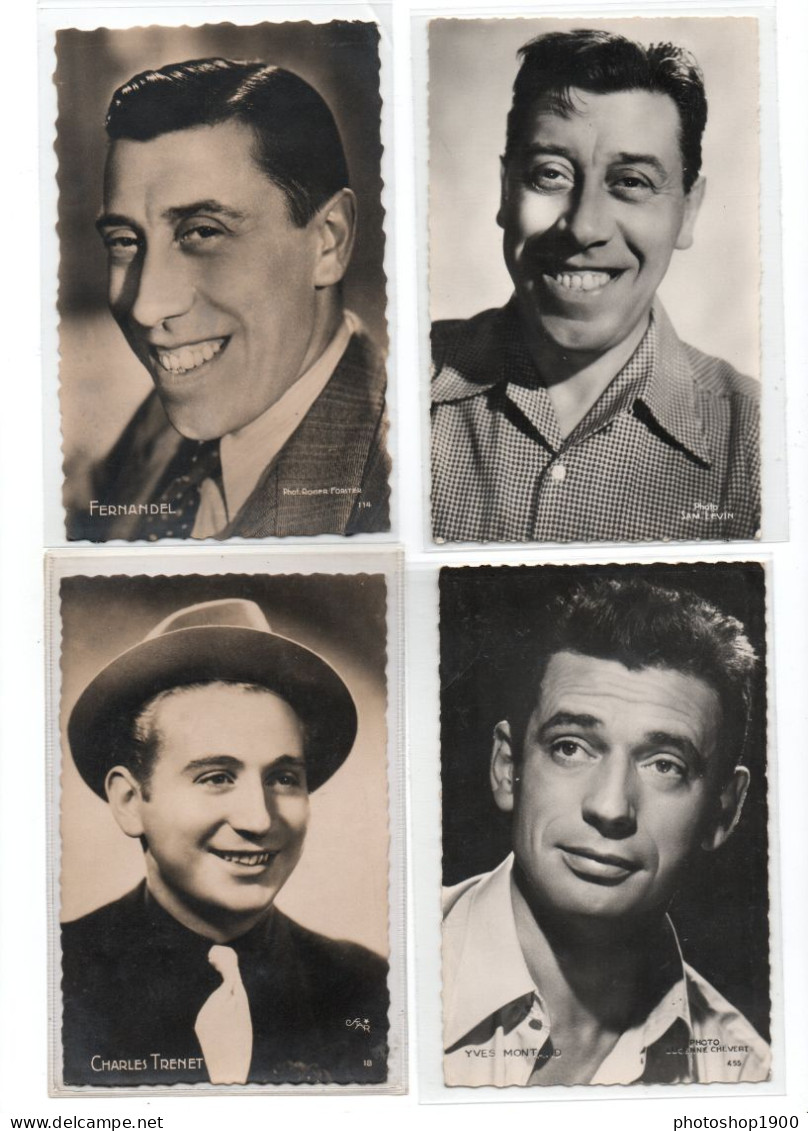 6 Cartes Postales De Collection . Fernandel,Charles Trenet, Yves Montand,Marlène DIETRICH, Mickael JACKSON - Entertainers