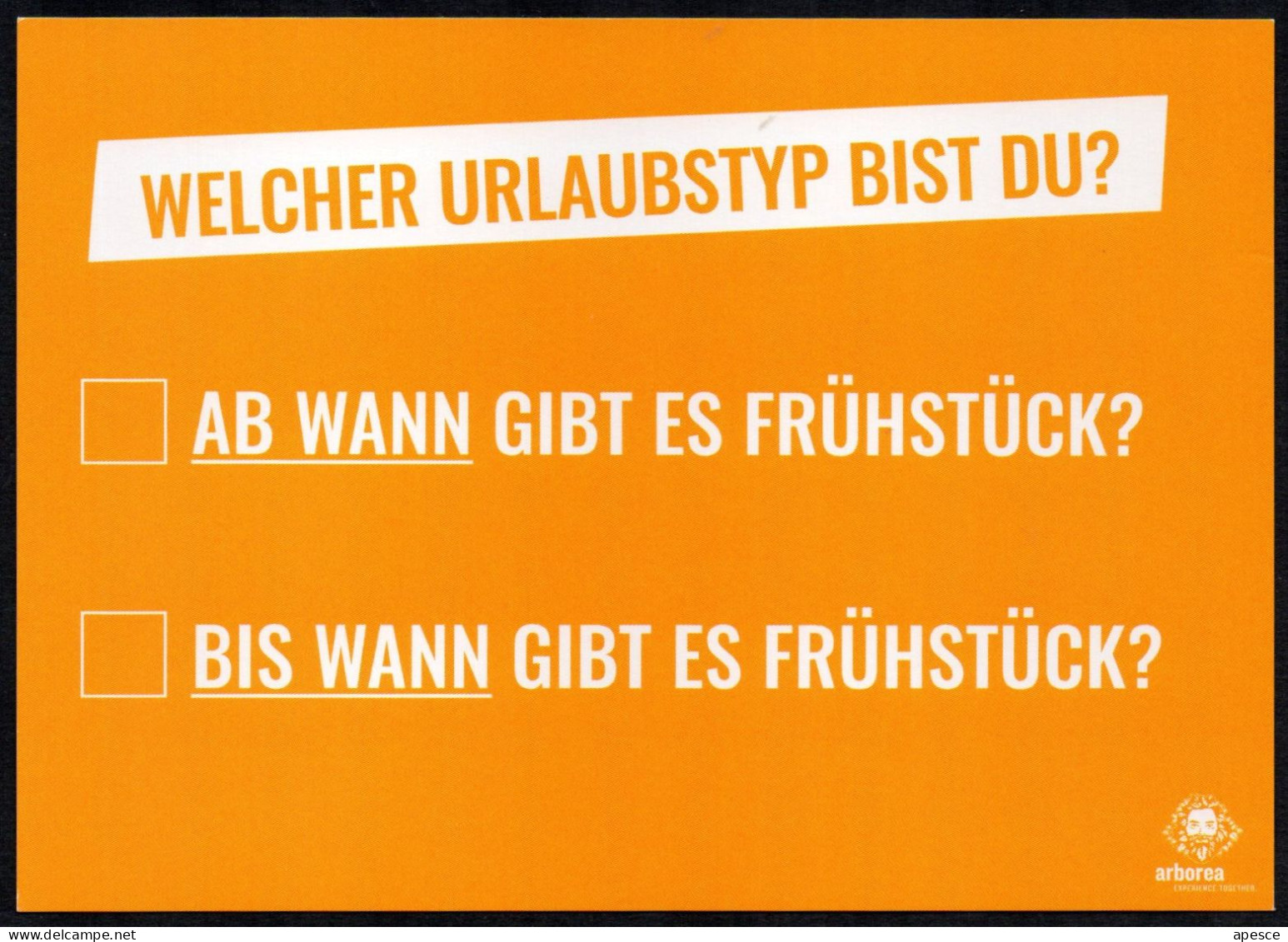 TOURISM GERMANY - ARBOREA MARINA RESORT NEUSTADT IN HOLSTEIN - WHAT TYPE OF VACATION ARE YOU? DO YOU WANT BREAKFAST? - I - Publicité