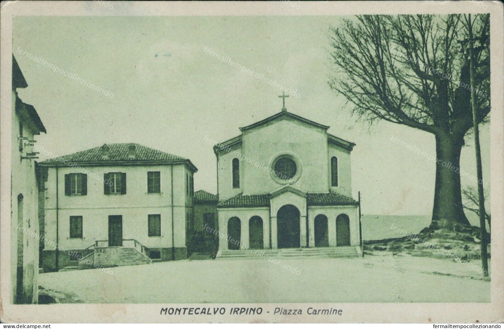 Cp71 Cartolina Montecalvo Irpino Piazza Carmine Provincia Di Avellino Campania - Avellino