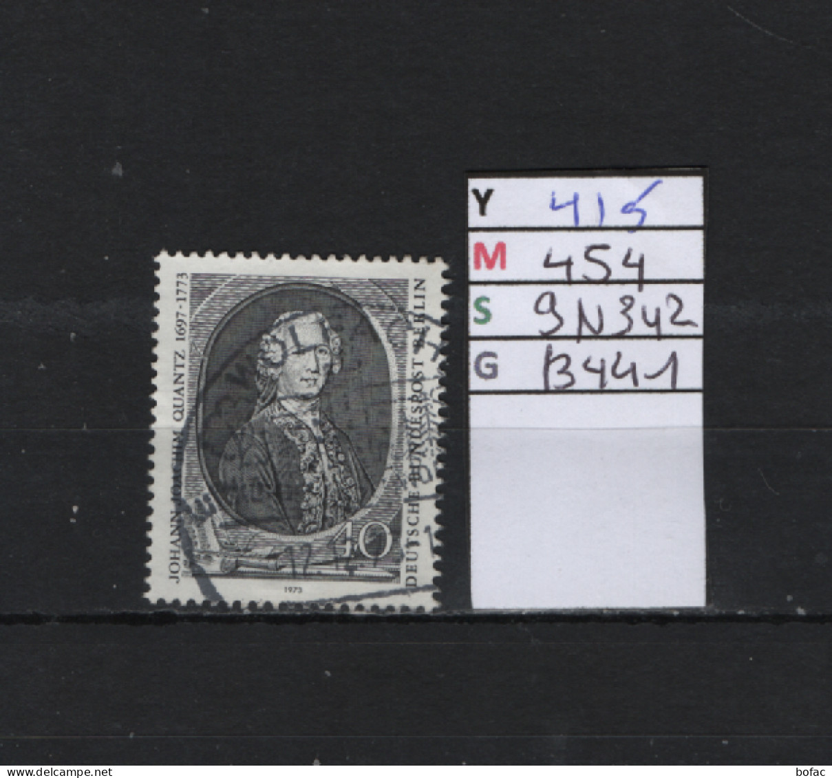 P. FIXE Obl 415 YT 454 MIC 9N342 SCO B441 GIB Johann Joachim Quantz 1973 *Berlin* 75/03 - Used Stamps