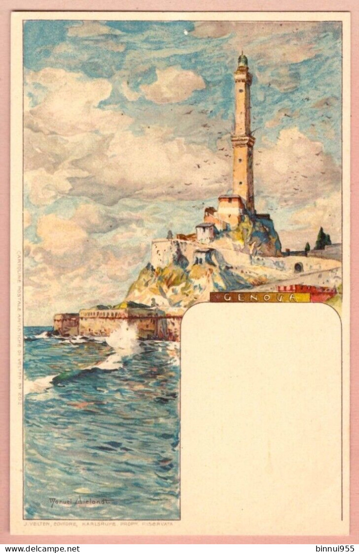 Cartolina Illustratore MANUEL WIELANDT Genova La Lanterna - Non Viaggiata - Genova (Genoa)