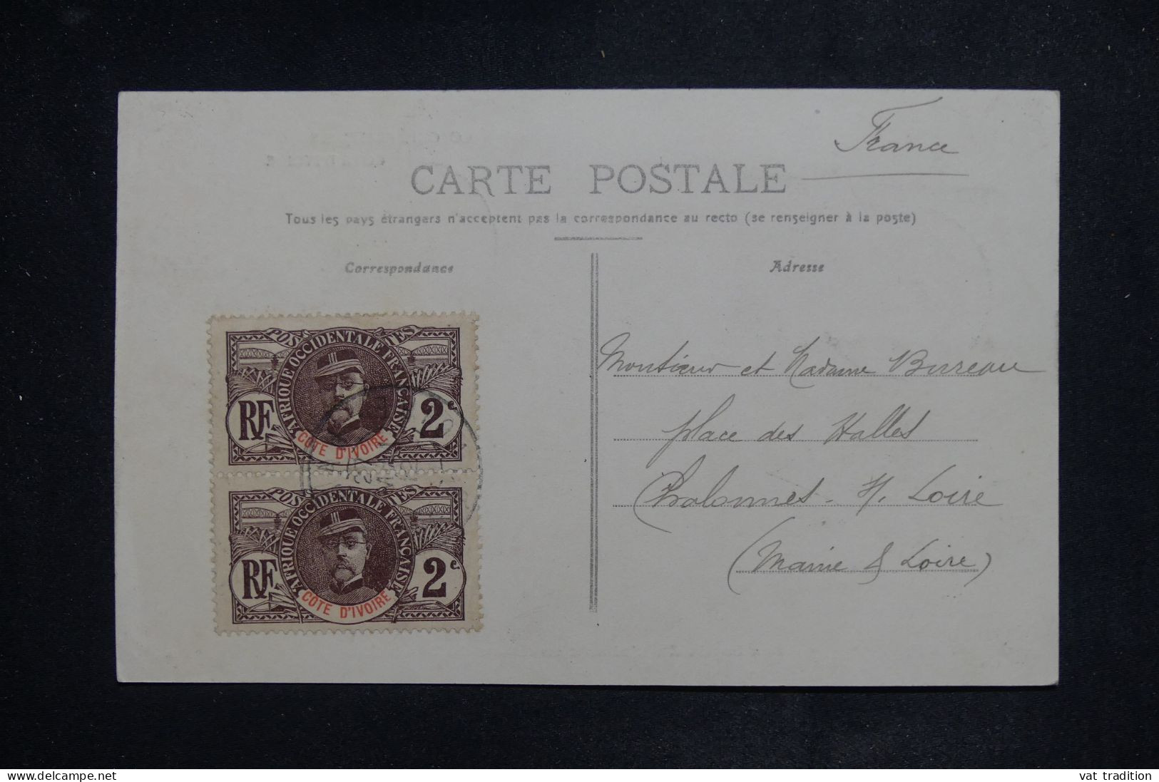 CÔTE D'IVOIRE - Affranchissement De Man Sur Carte Postale Pour La France En 1912 - L 150957 - Briefe U. Dokumente