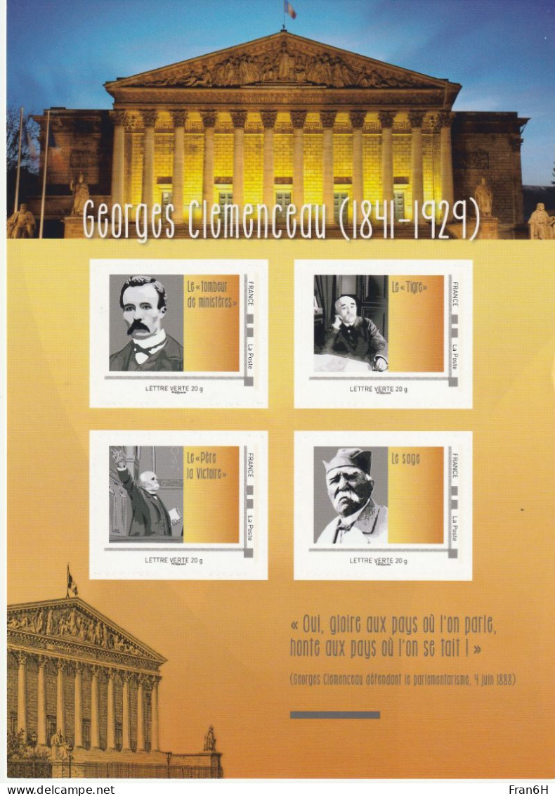 Georges Clemenceau - Neuf - 4 Timbres VP - Autoadhesif - Autocollant - Collector - Collectors