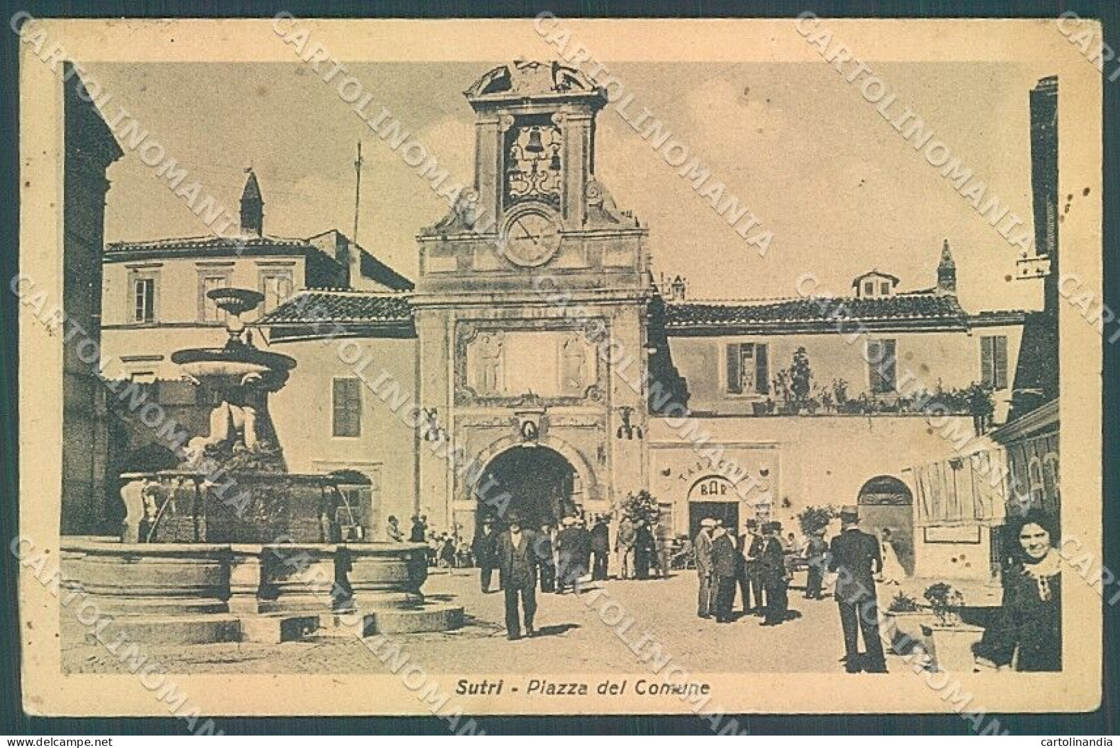 Viterbo Sutri Piazza Del Comune Chiesa PIEGA Cartolina JK4782 - Viterbo