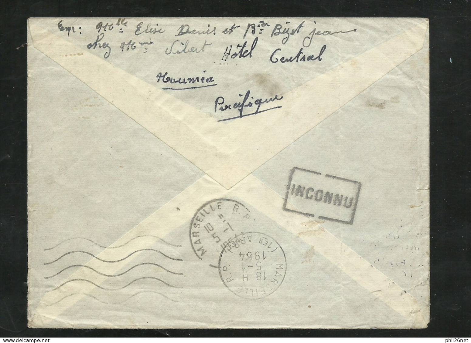 Nouméa 27/10/1953 N° 281 Paire Pour Paquebot Le Calédonien à Papeete Puis MM Marseille Et Retour +flamme"1853-1953-c..RR - Cartas & Documentos