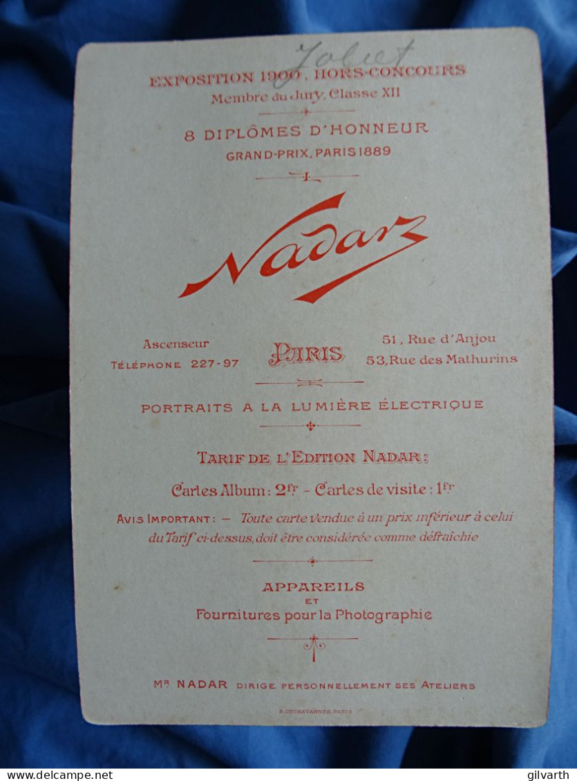 Photo Format Cabinet P. Nadar à Paris - Auguste Joliet (1839-1915) Acteur, Comédie Française, Circa 1895-1900 L675 - Oud (voor 1900)